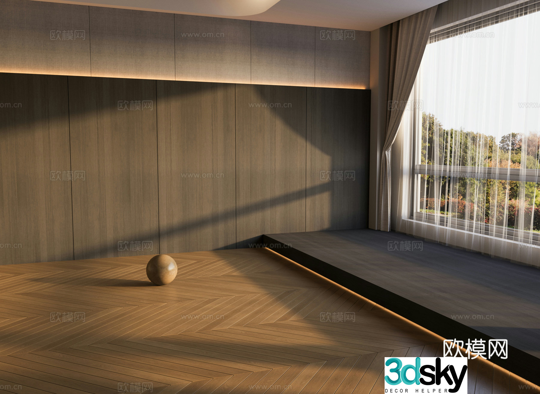 Japanese wooden floor solid wood floor fish bone floor floor 3d model