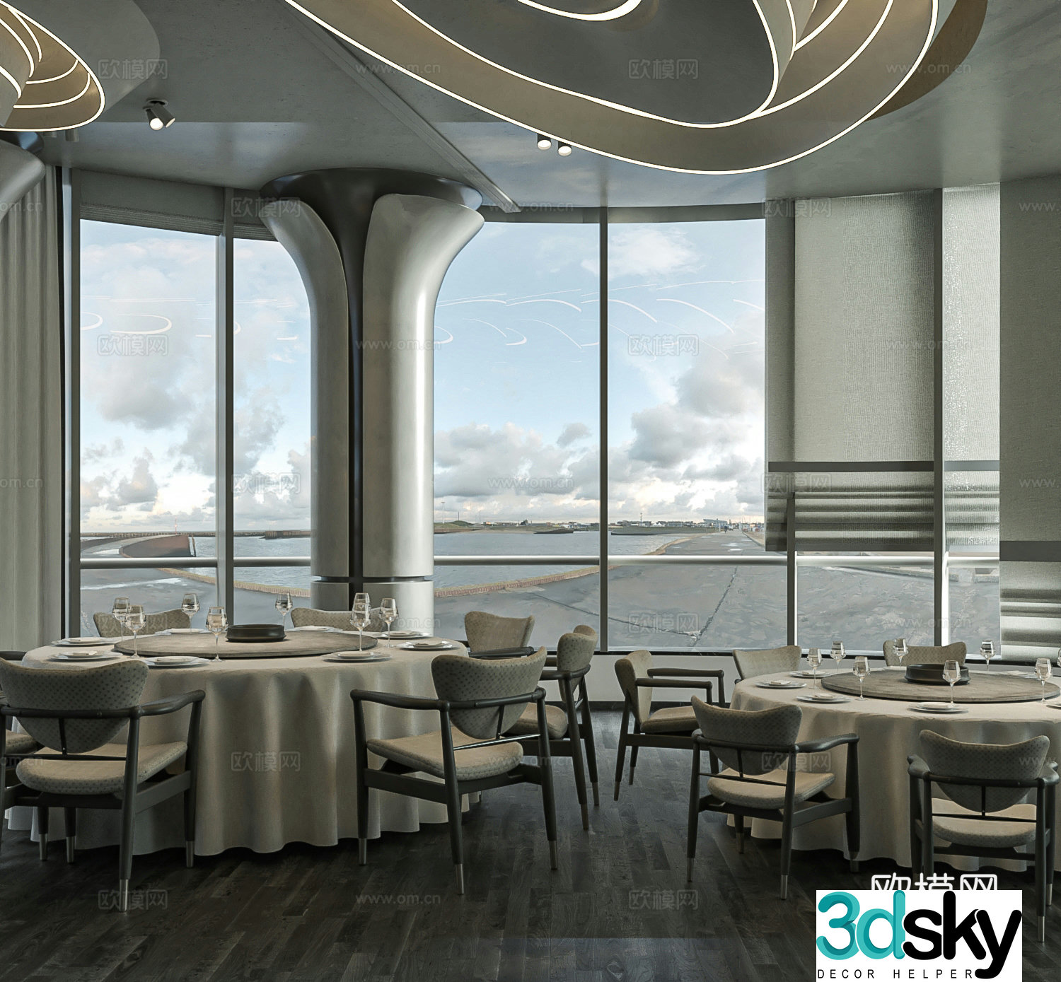 Modern Italian and Western Restaurant Executive Lounge Restaurant Kenner Design 3D Model