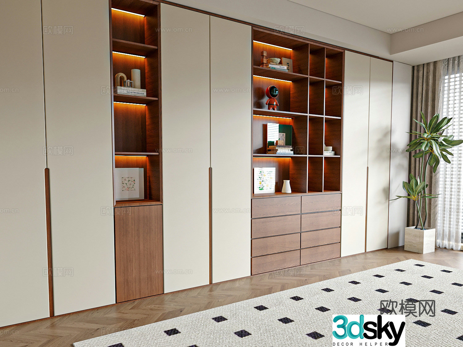 Modern medieval style bookcase 3d model