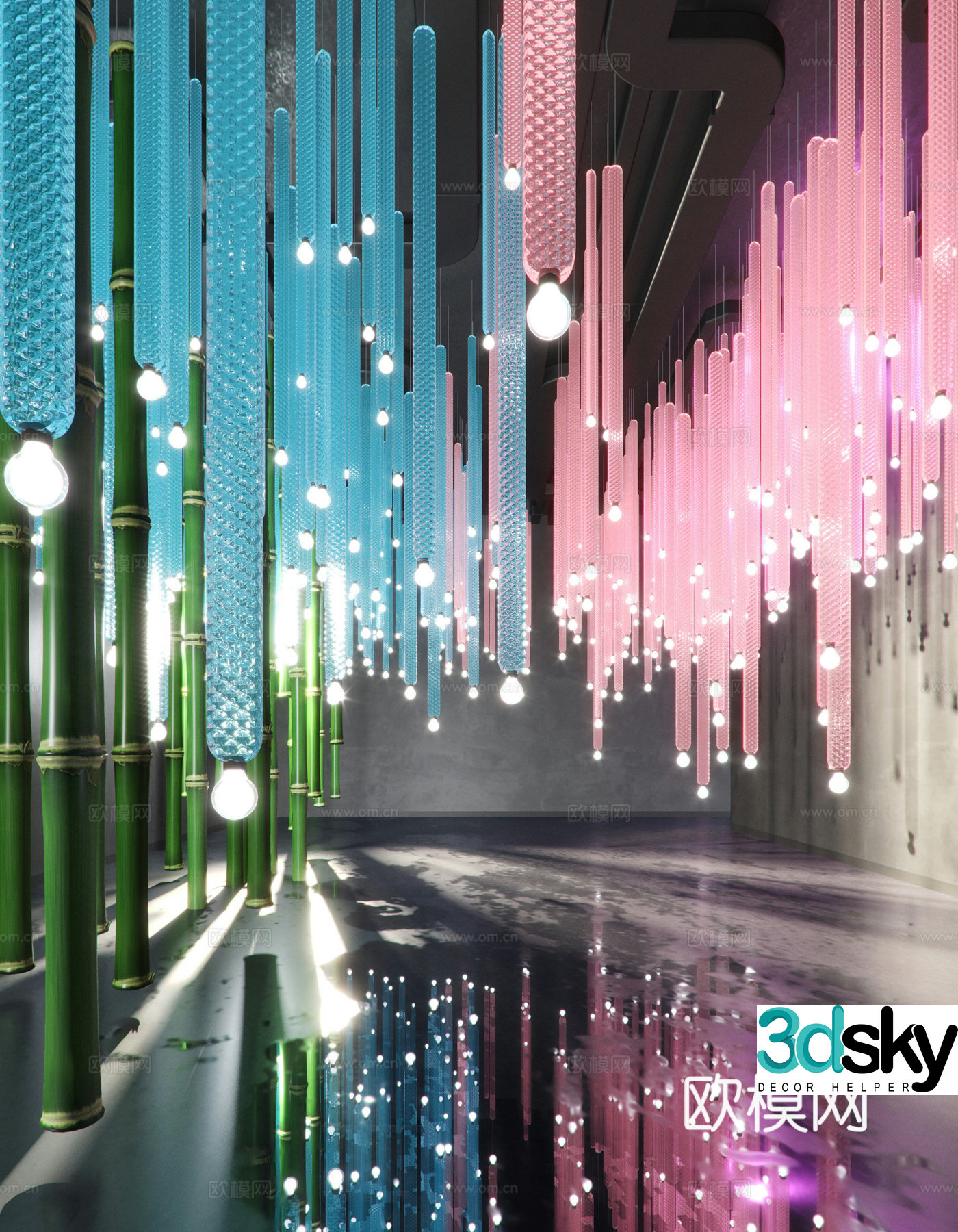 Modern indoor aisle installation 3D model