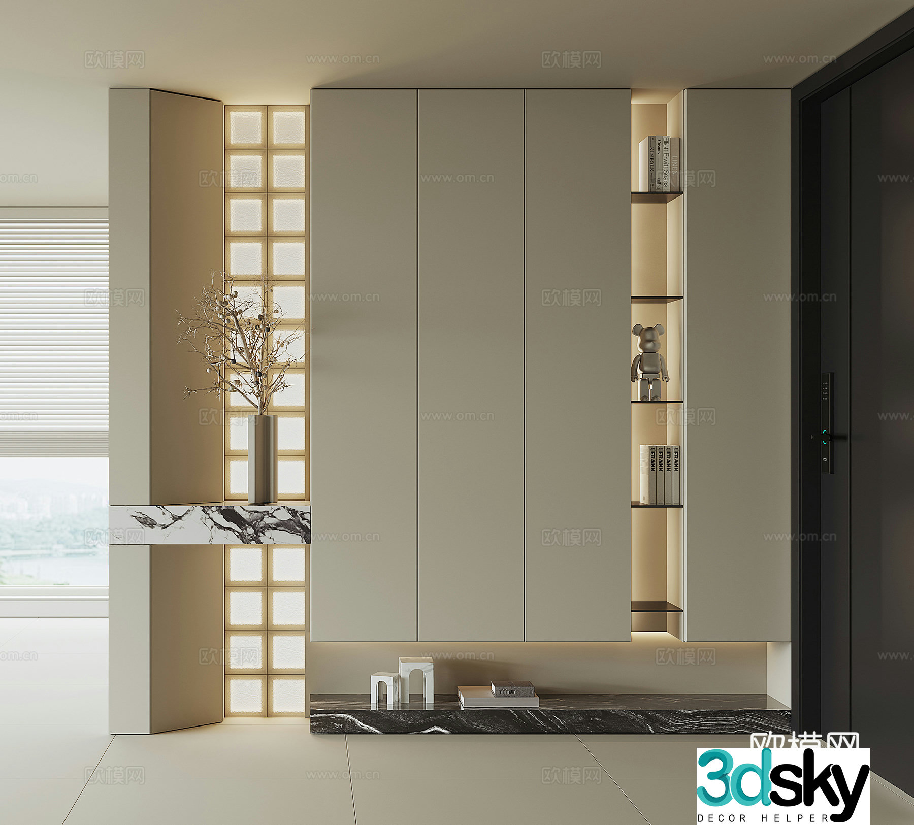 Modern home entrance shoe cabinet 3D model