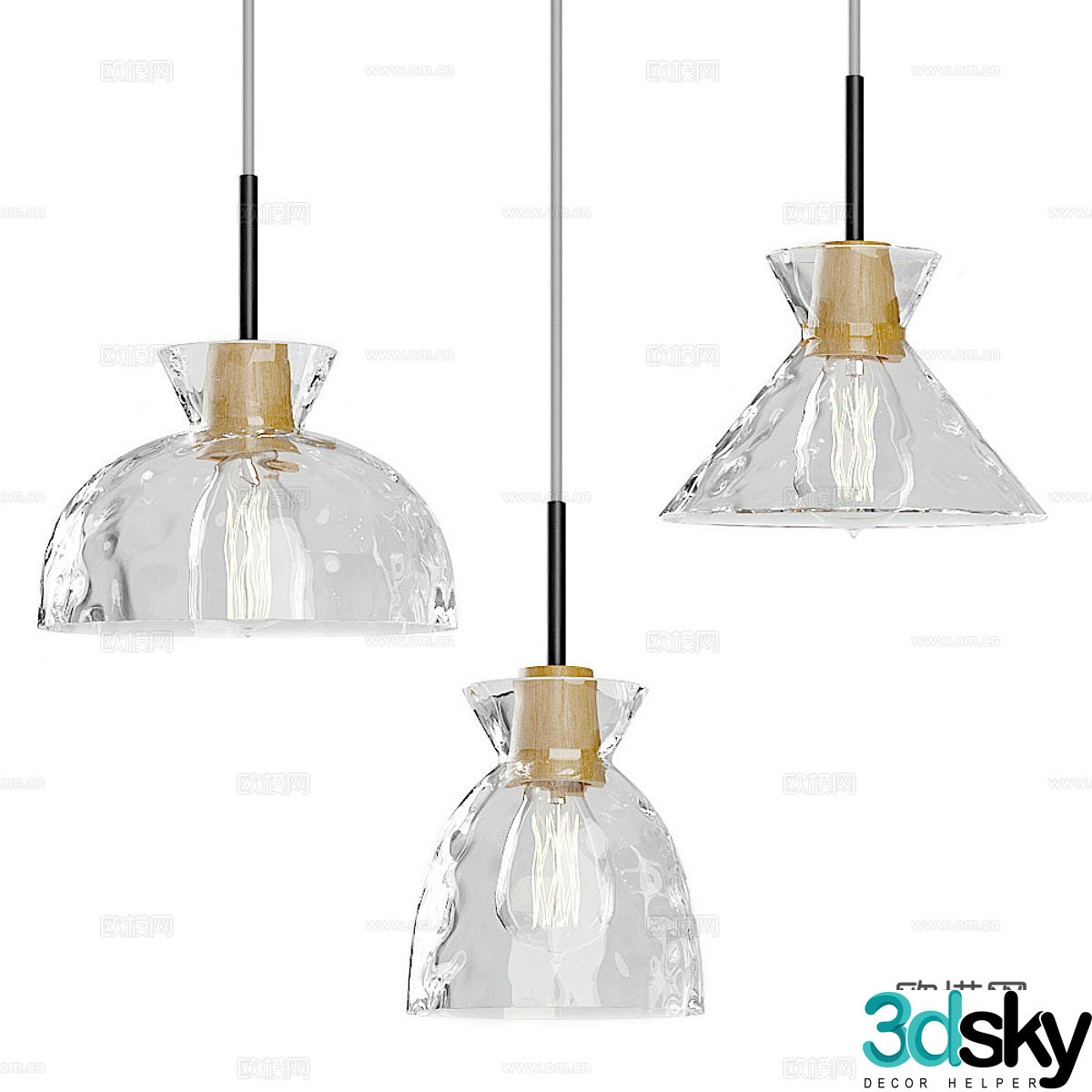 New Chinese style light luxury Lampatron Omg glass chandelier 3d model