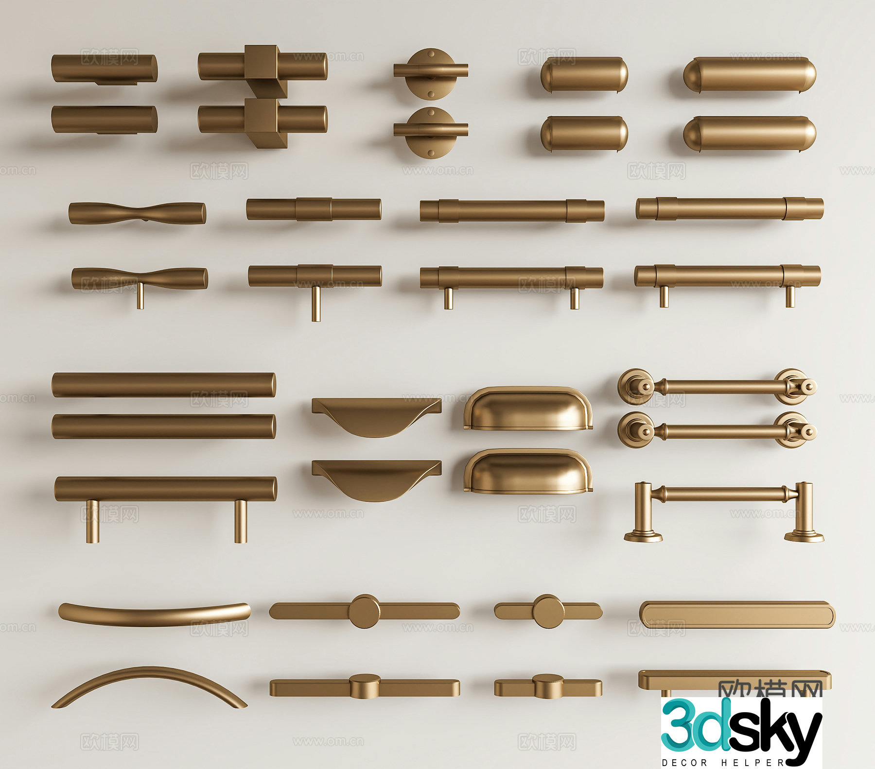 French handle cabinet door handle cabinet door handle metal handle crystal handle drawer handle 3d model