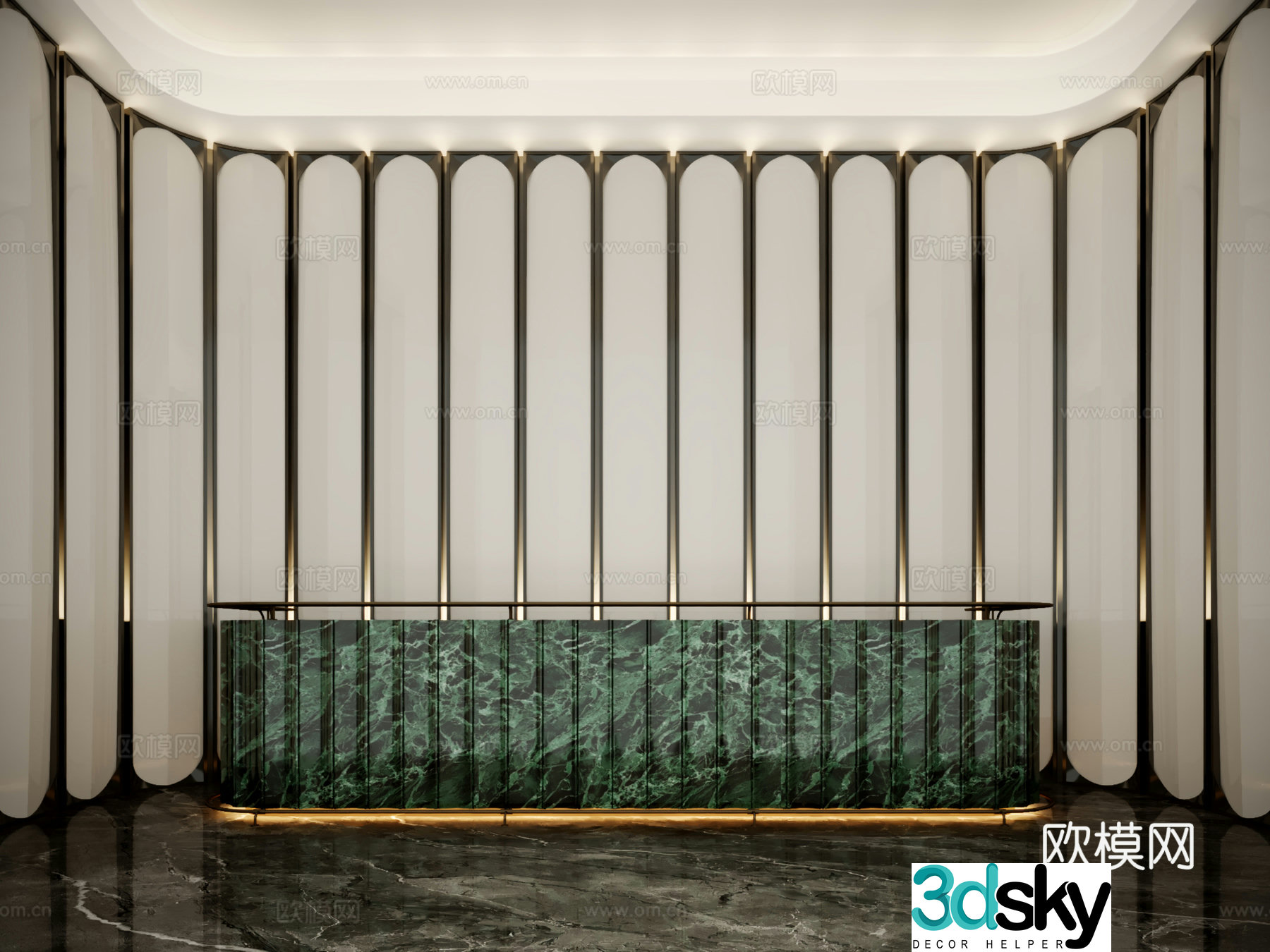 New Chinese style reception desk lobby bar 3D model