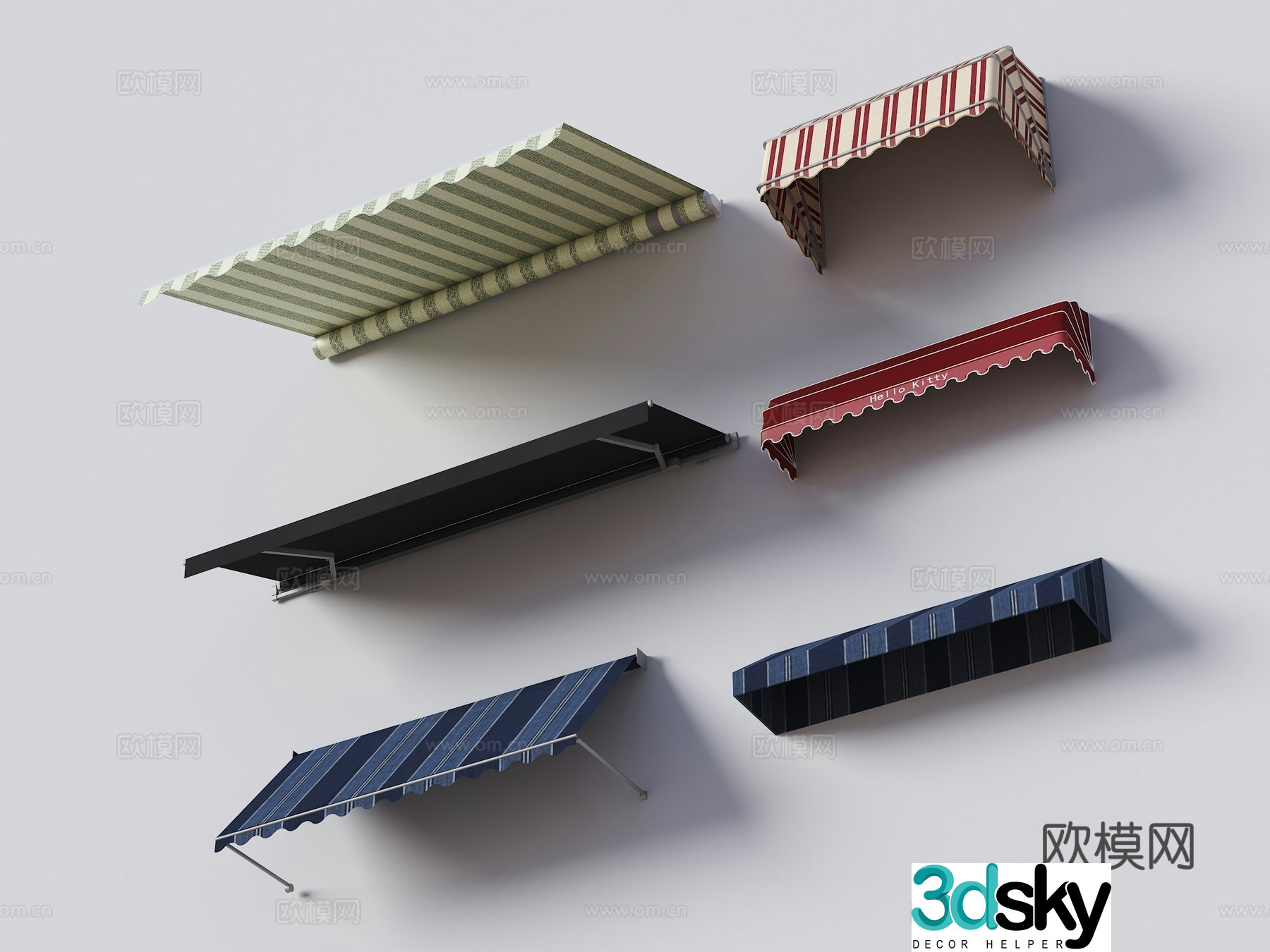 Outdoor sunshade outdoor awning outdoor awning modern awning two sheds rain swelling 3d model