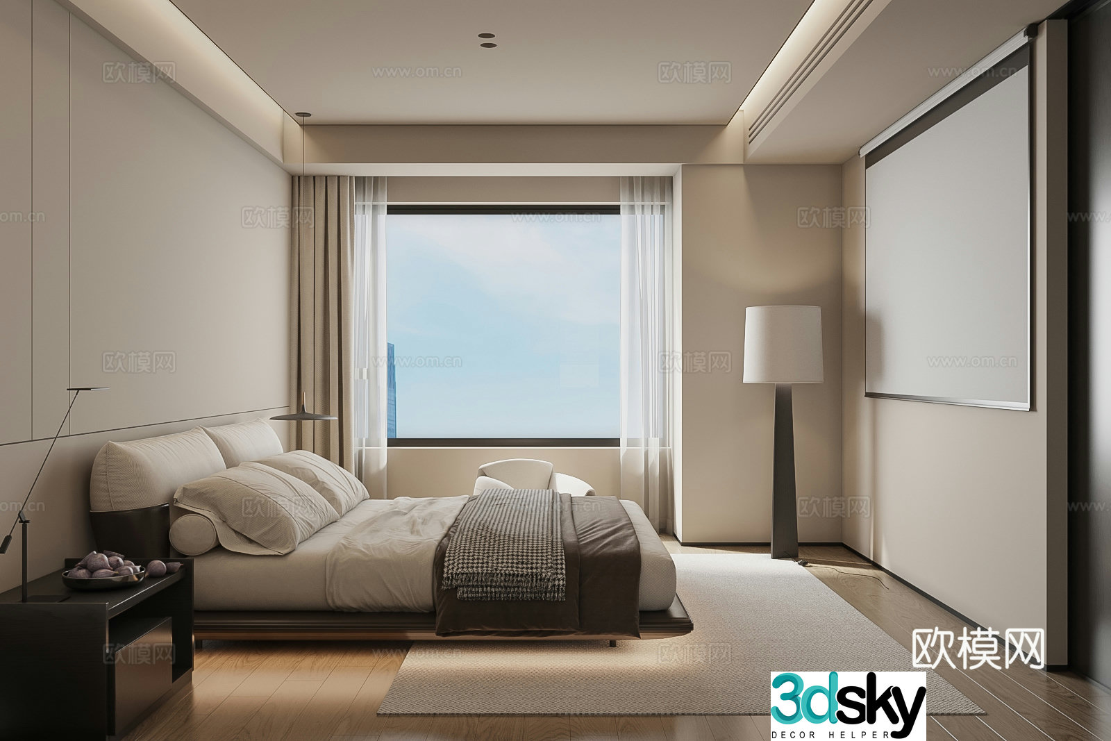 Italian minimalist bedroom 3d model