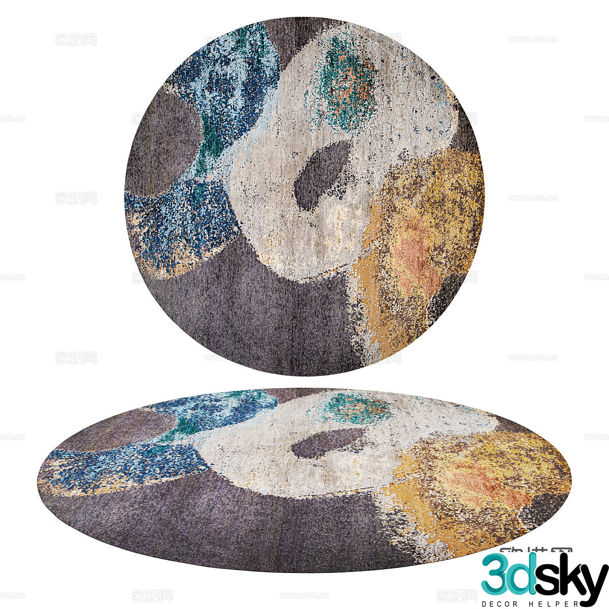 Modern minimalist round carpet Carpet Simple carpet Living room carpet 3d model