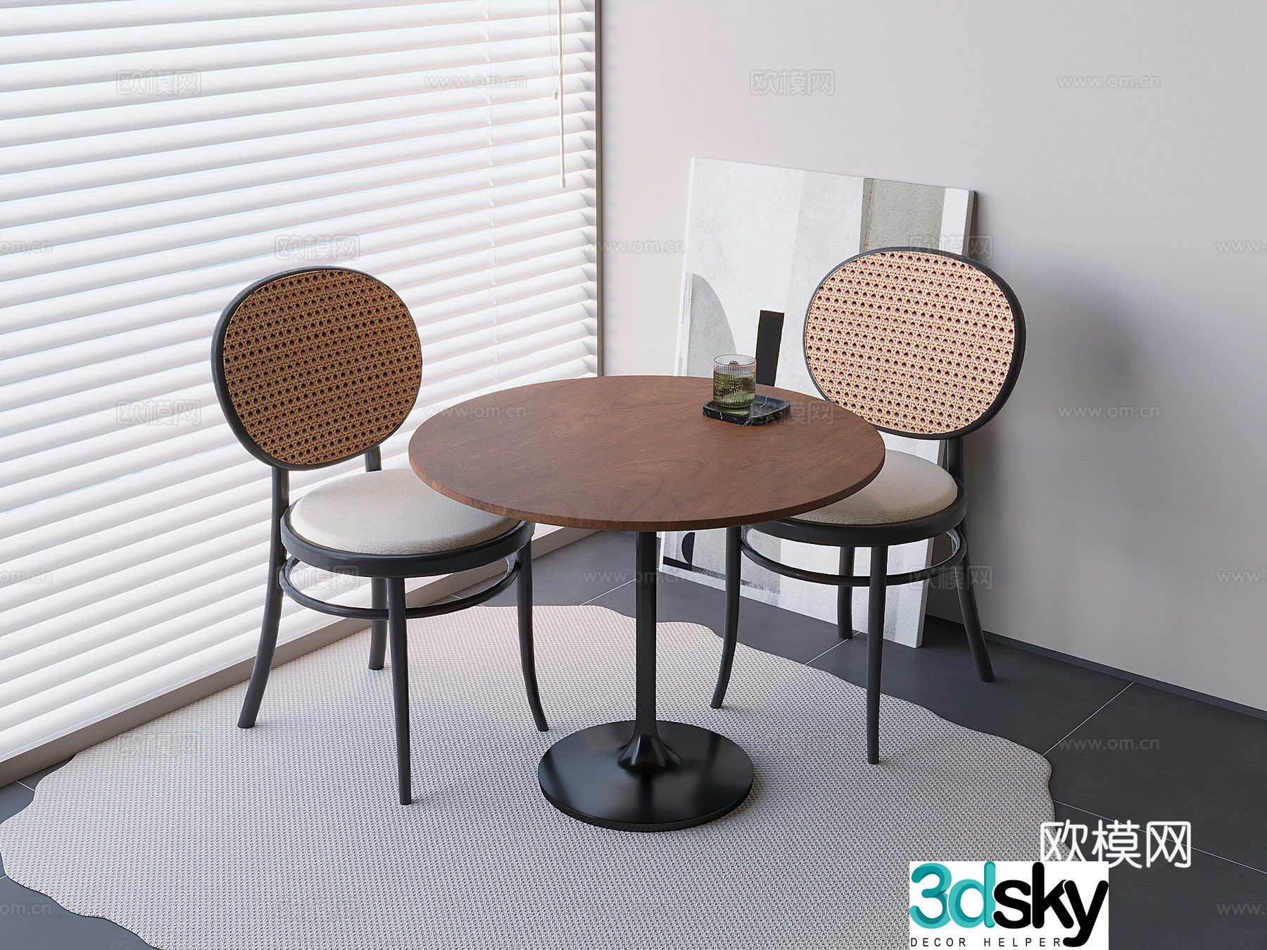 Middle style negotiation table and chairs tea dining table and chairs coffee table and chairs 3D model