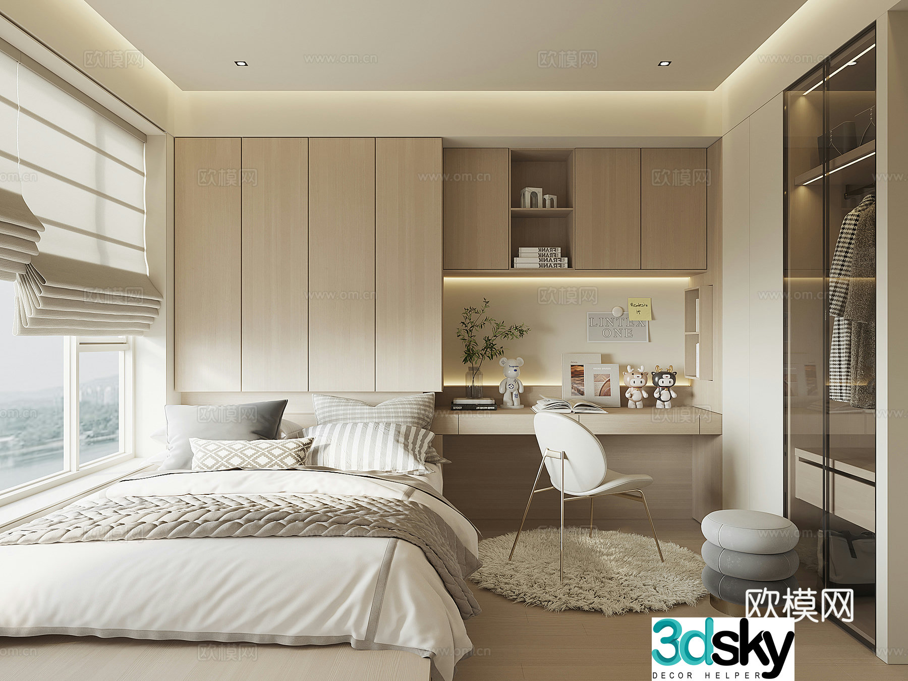 Modern tatami bedroom 3d model