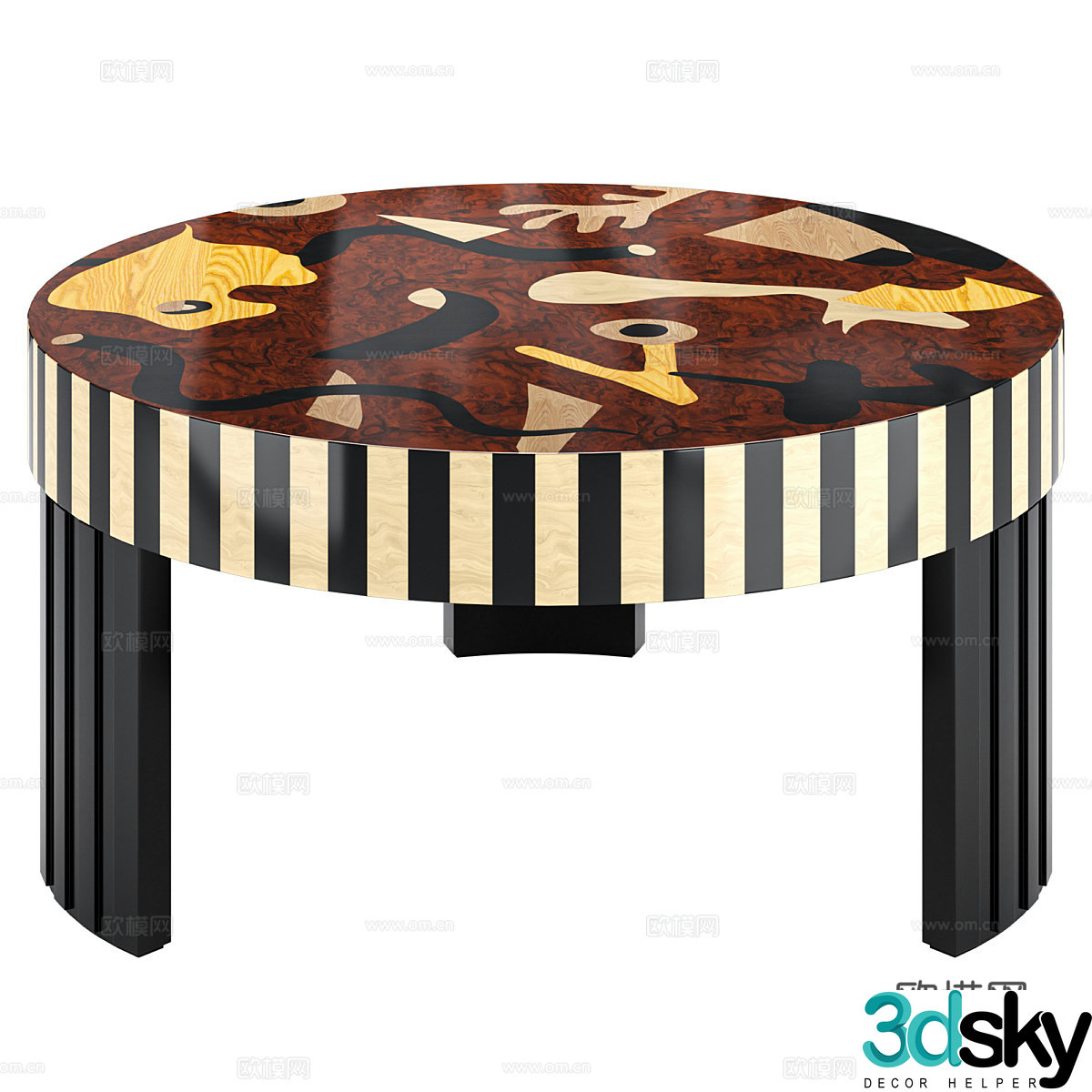 New Chinese style light luxury Palma painting coffee table 3D model