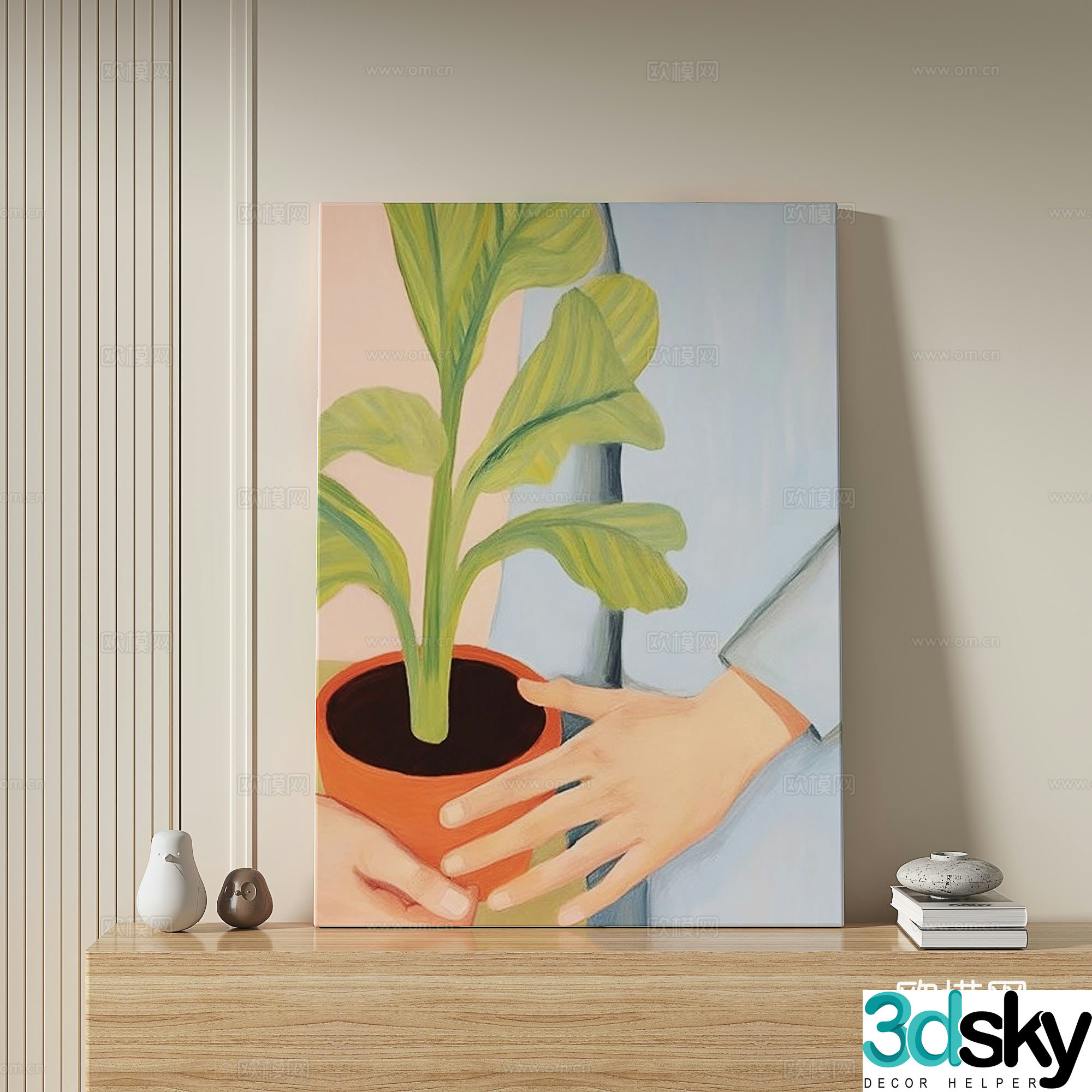 Modern minimalist abstract decorative painting 3d model