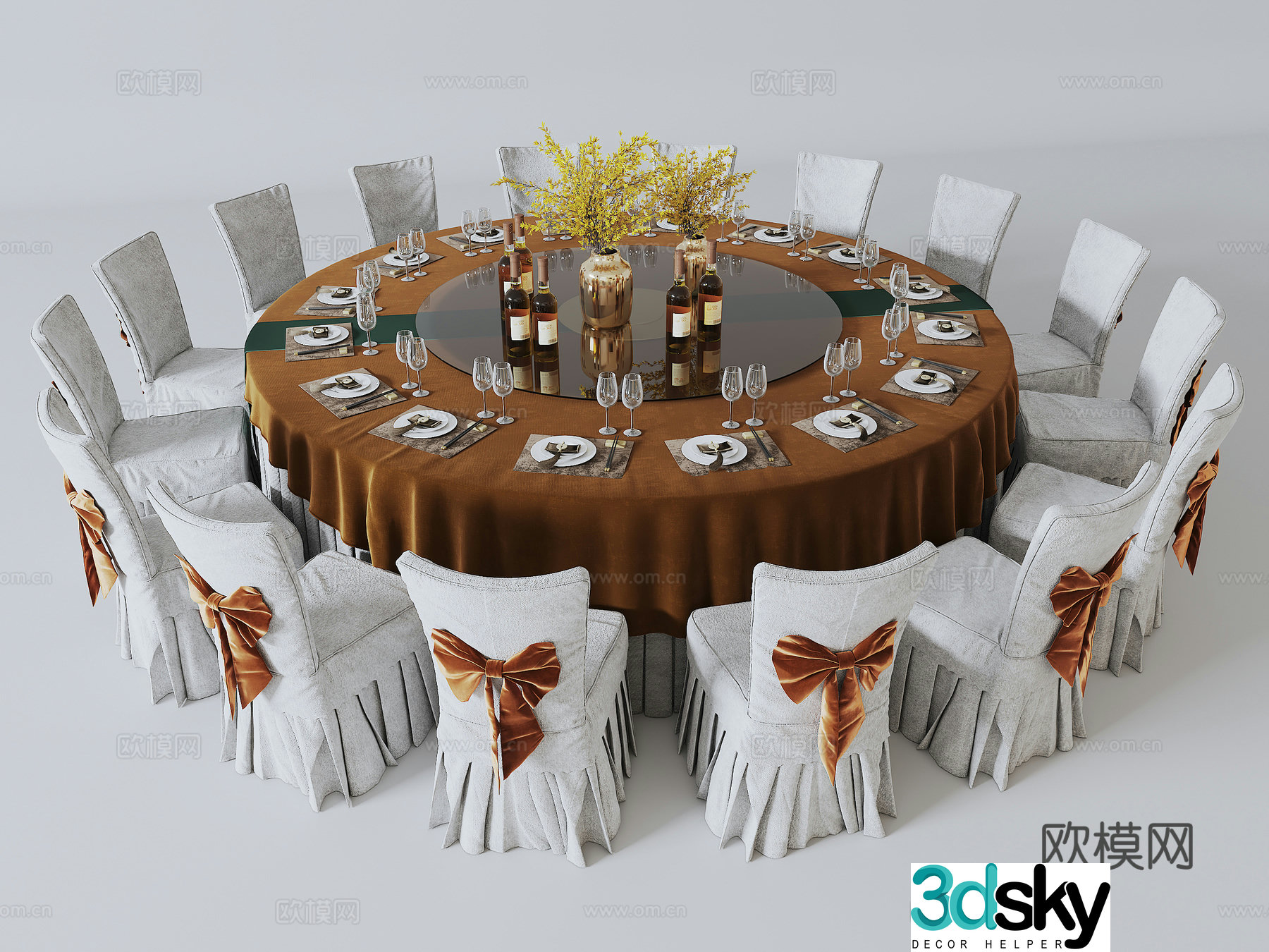 Banquet round dining table 3d model