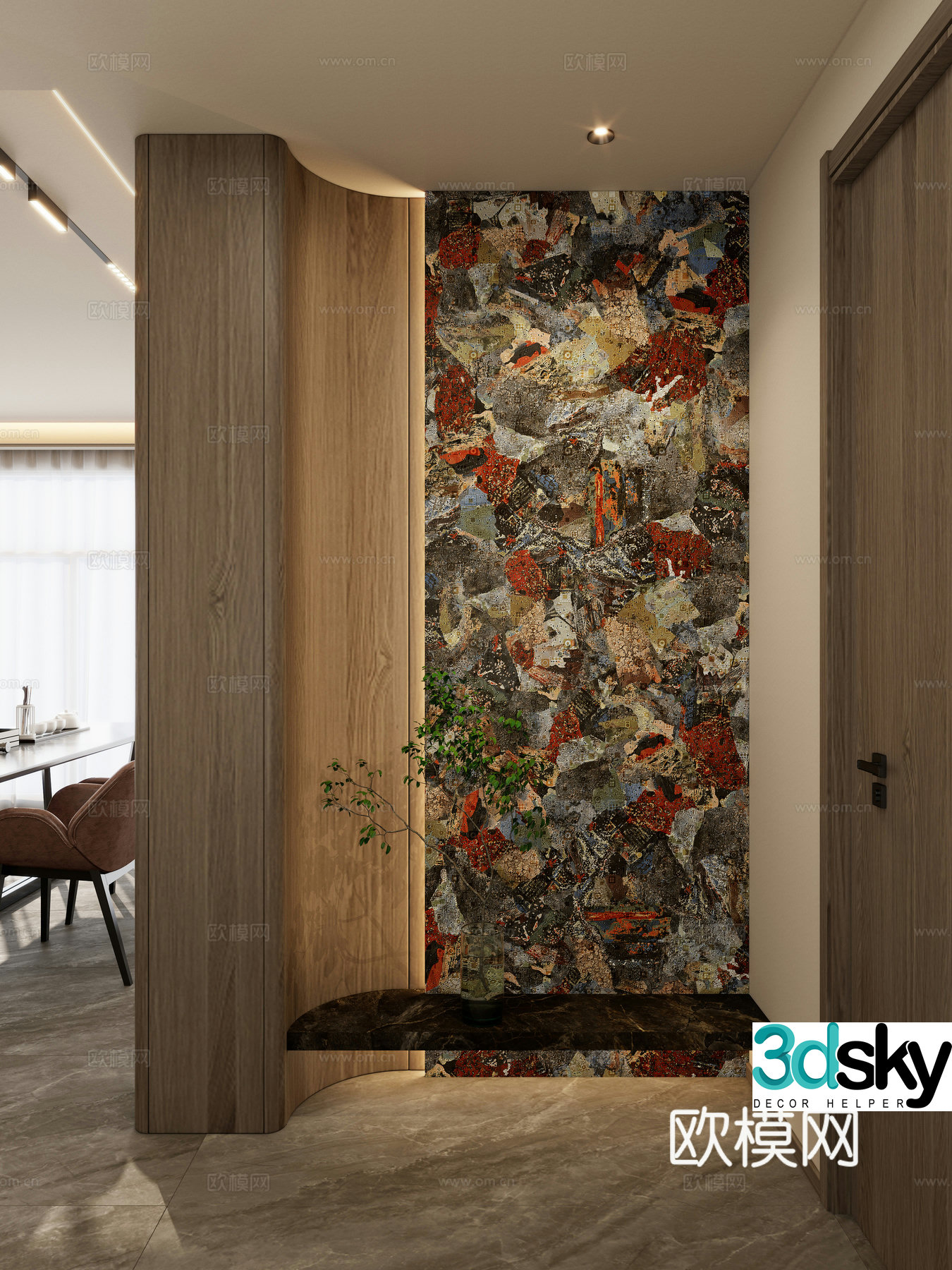 Italian style medieval style artistic rock slab suspended roof arc shape entrance entrance 3D model