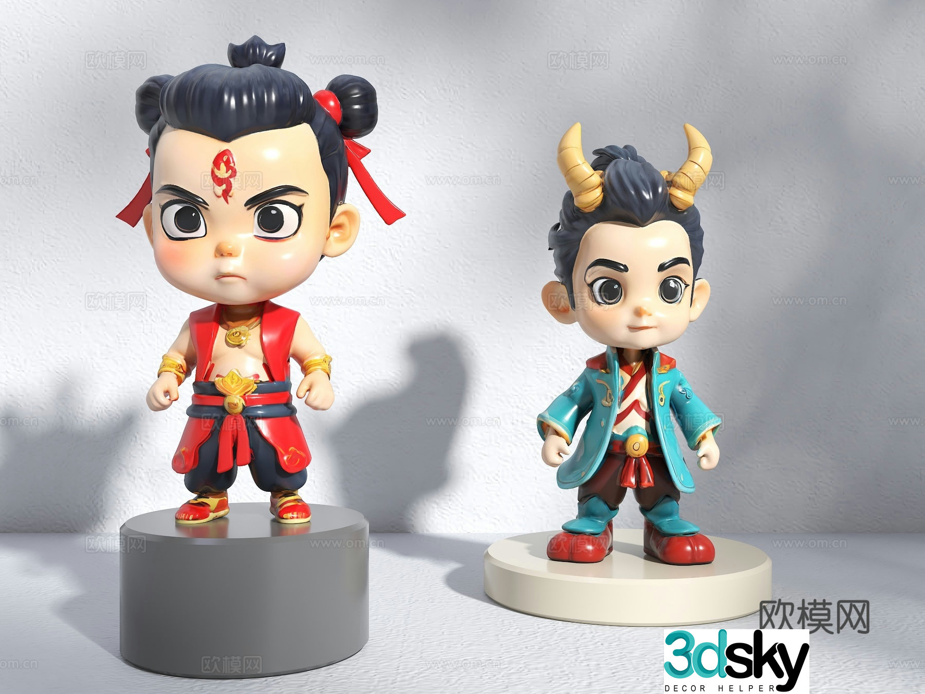 Nezha figure Nezha ornaments Cartoon toy Cartoon doll Q board Nezha figure ornaments 3D model