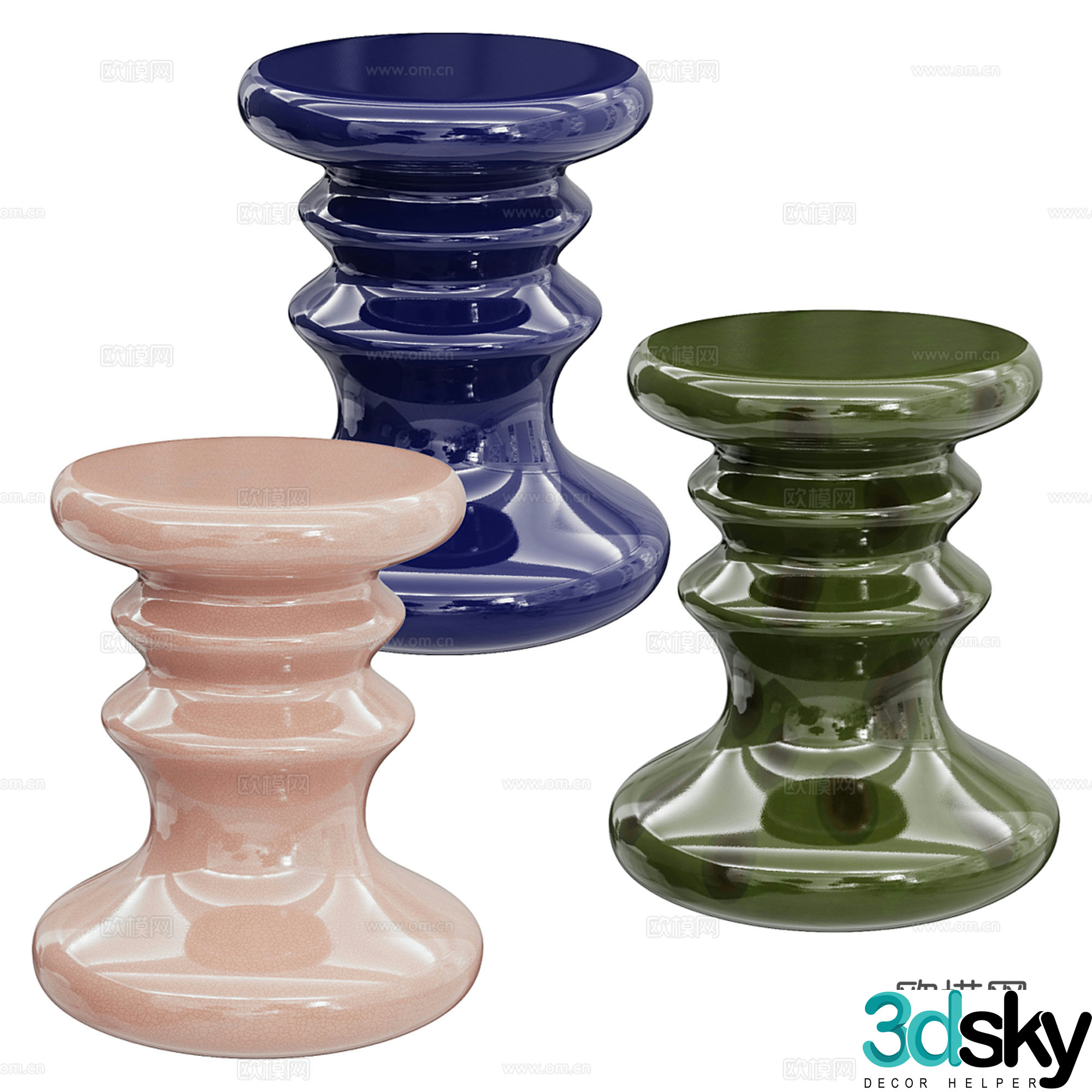 Modern low stool round stool sofa stool 3d model
