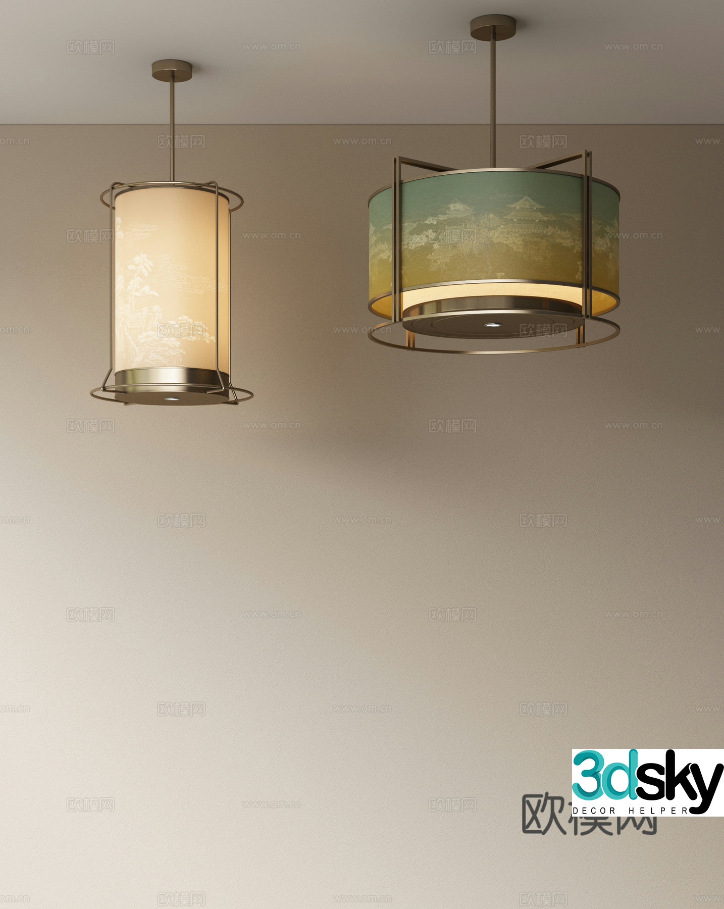 New Chinese restaurant chandeliers private room chandeliers living room chandeliers study chandeliers circular chandeliers 3D model