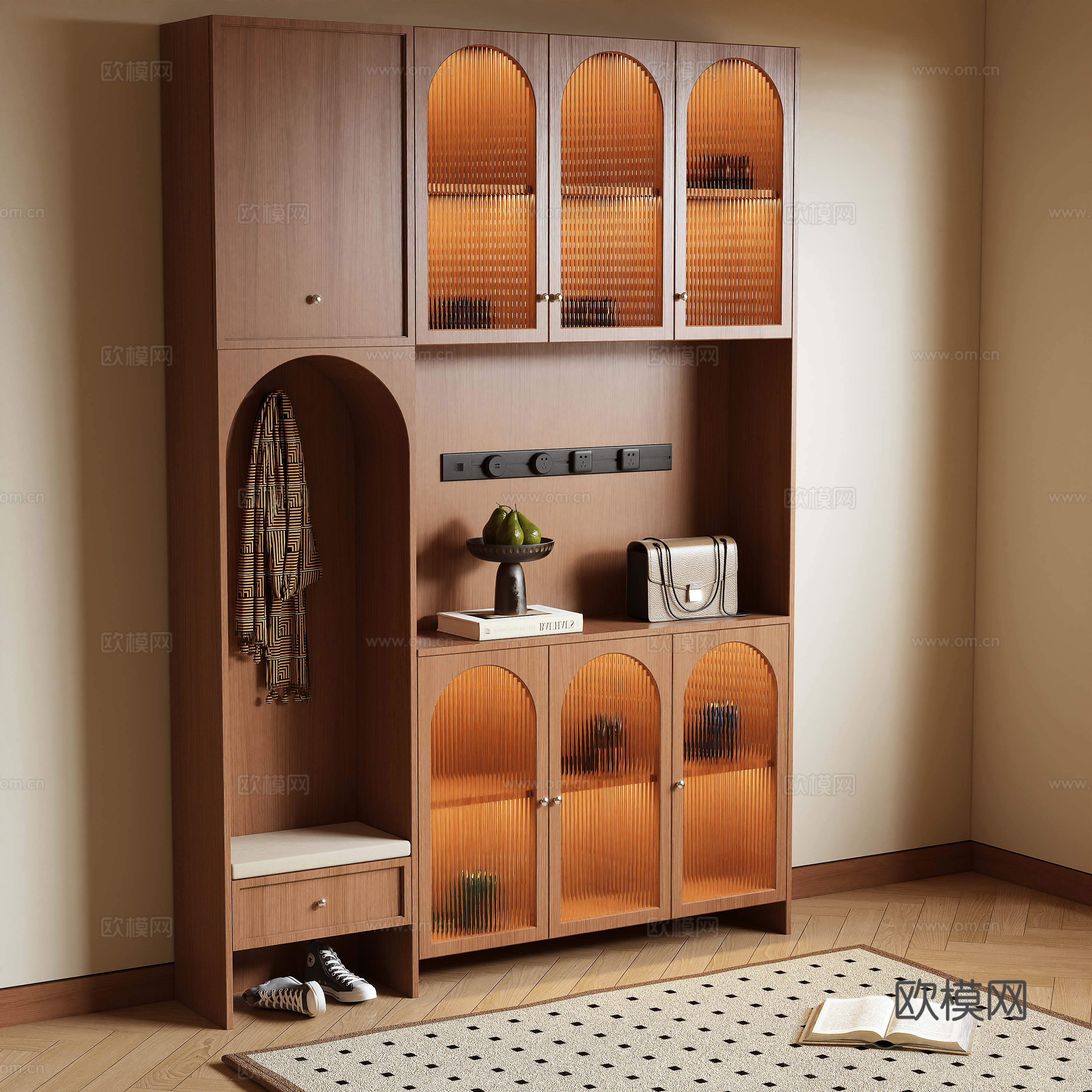 Log wind shoe cabinet 3d model