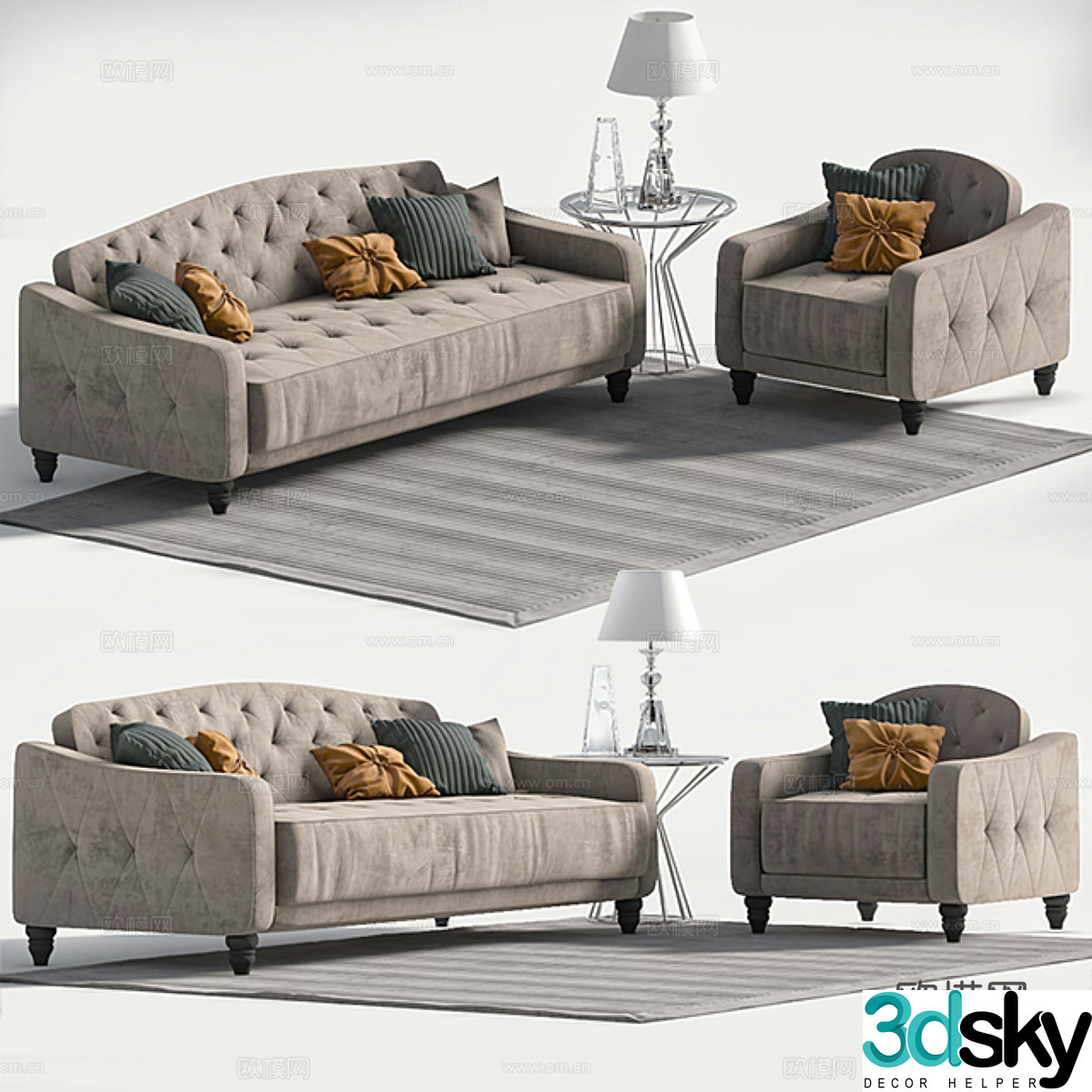 Novogratz Retro Tufted Sofa Bed II3d Model