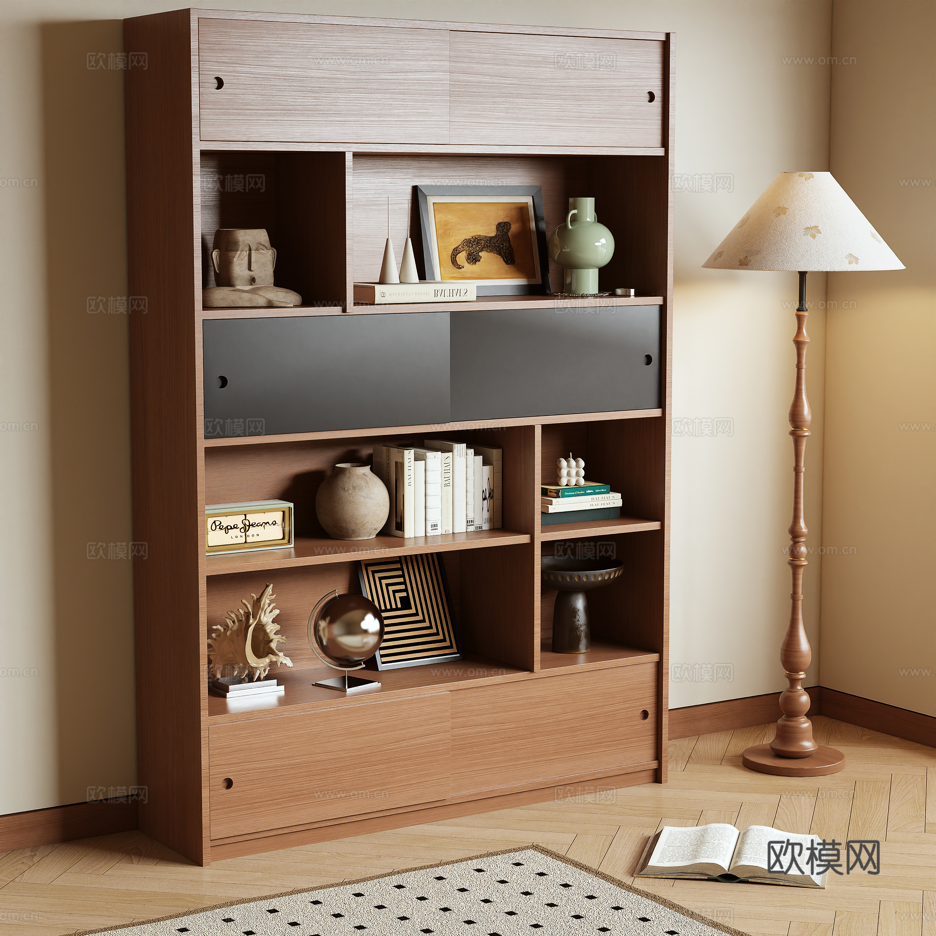 3D model of medieval style bookcase