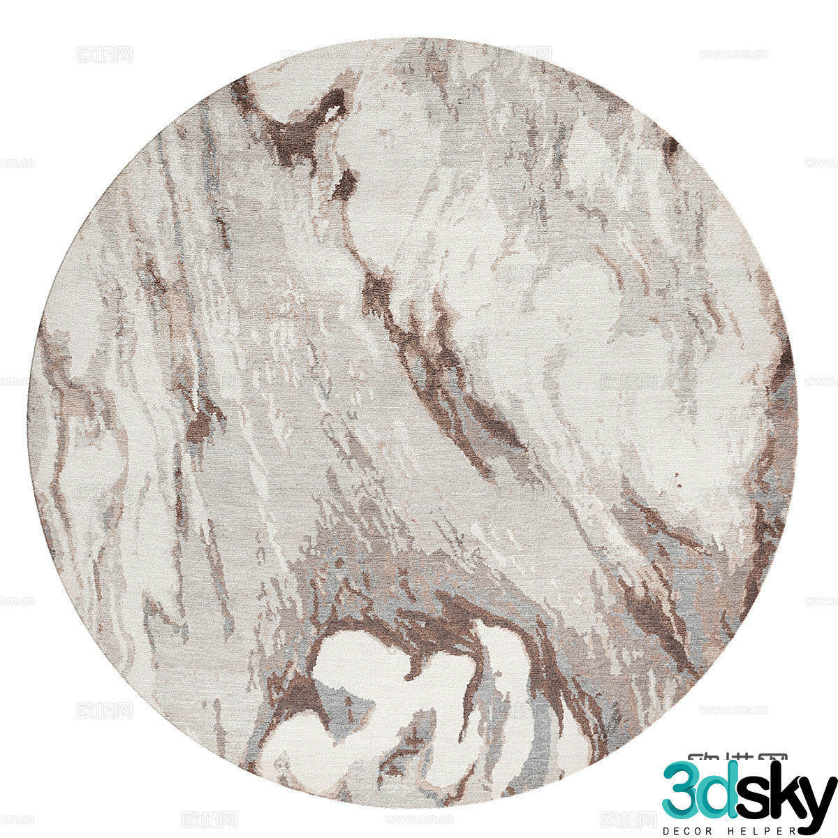 New Chinese style Calacatta round carpet 3D model