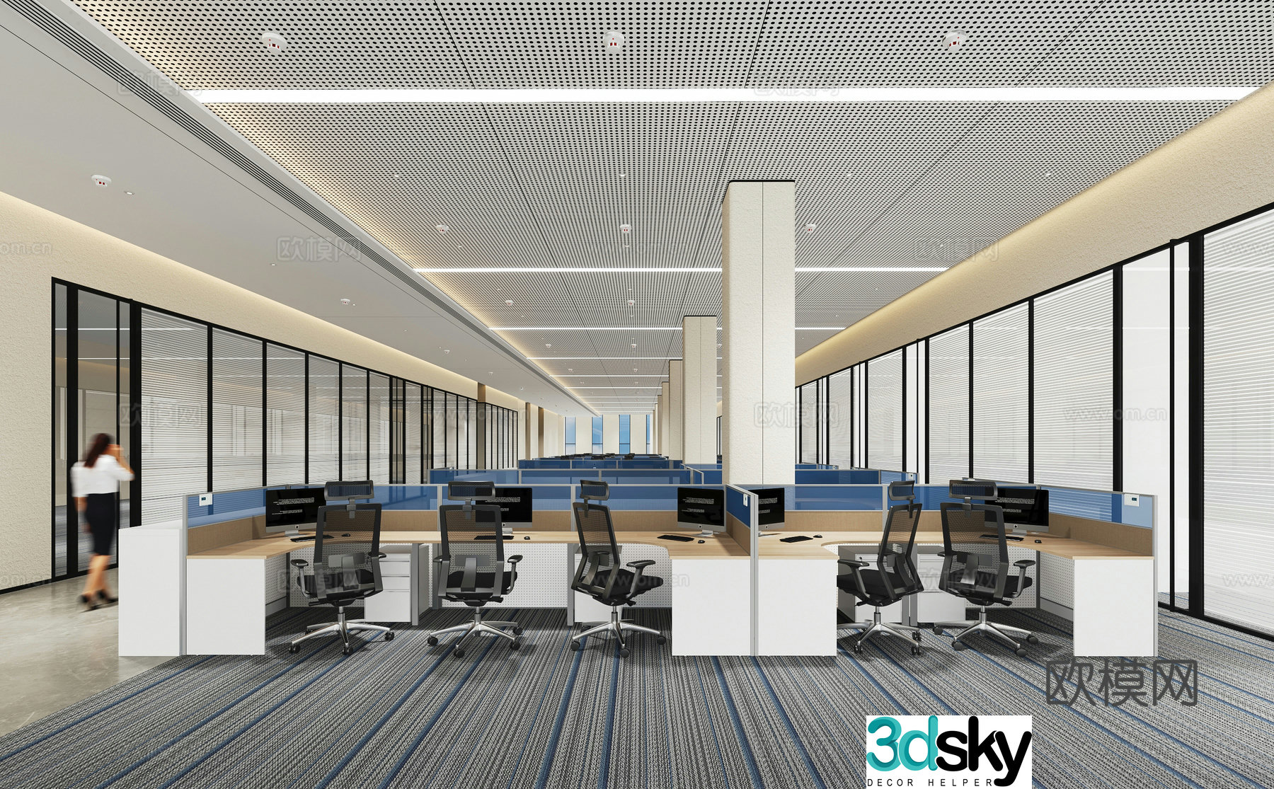 Modern open office 3d model
