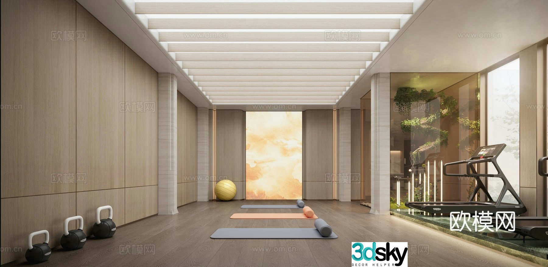 Modern villa gym 3d model