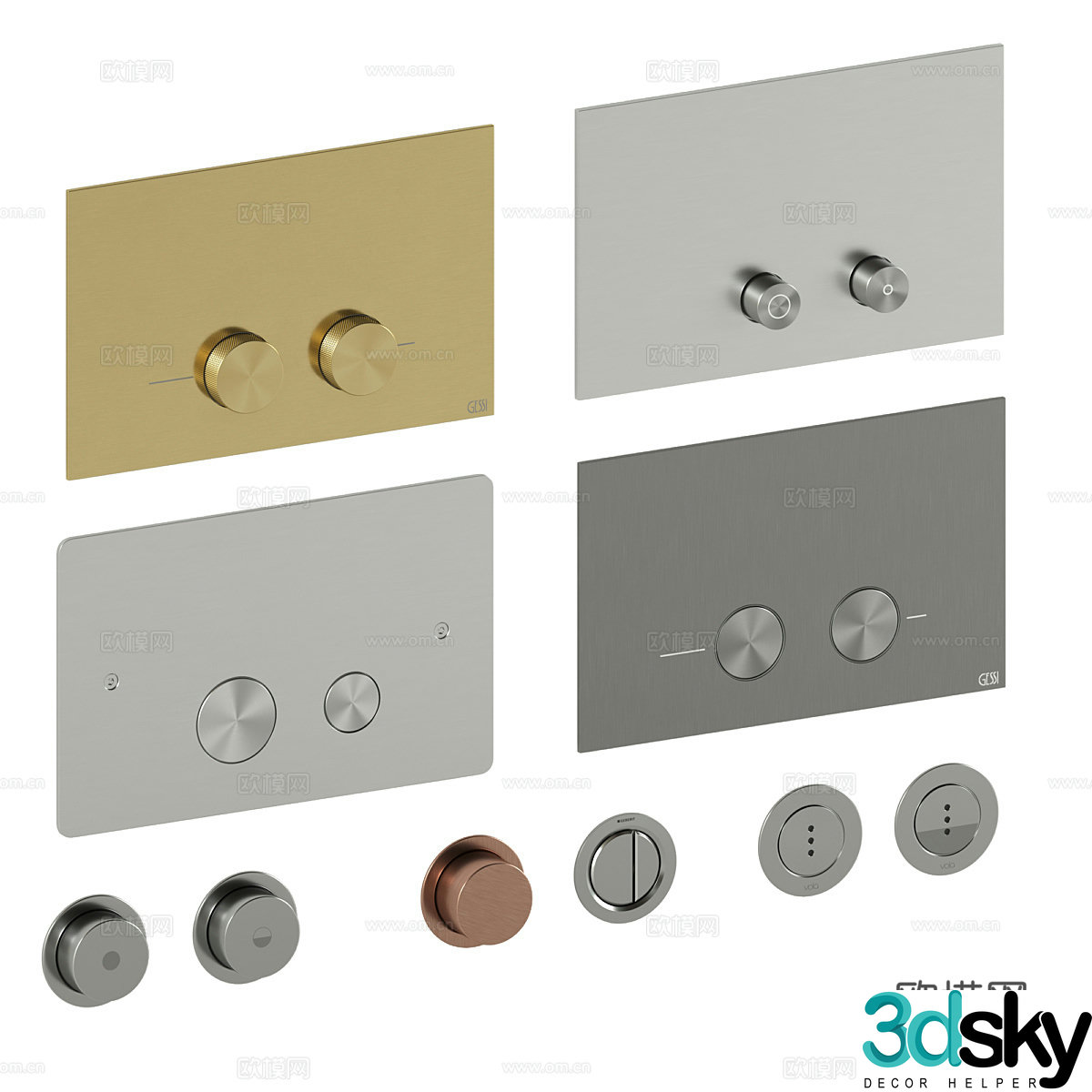 Modern light luxury flush button 3d model
