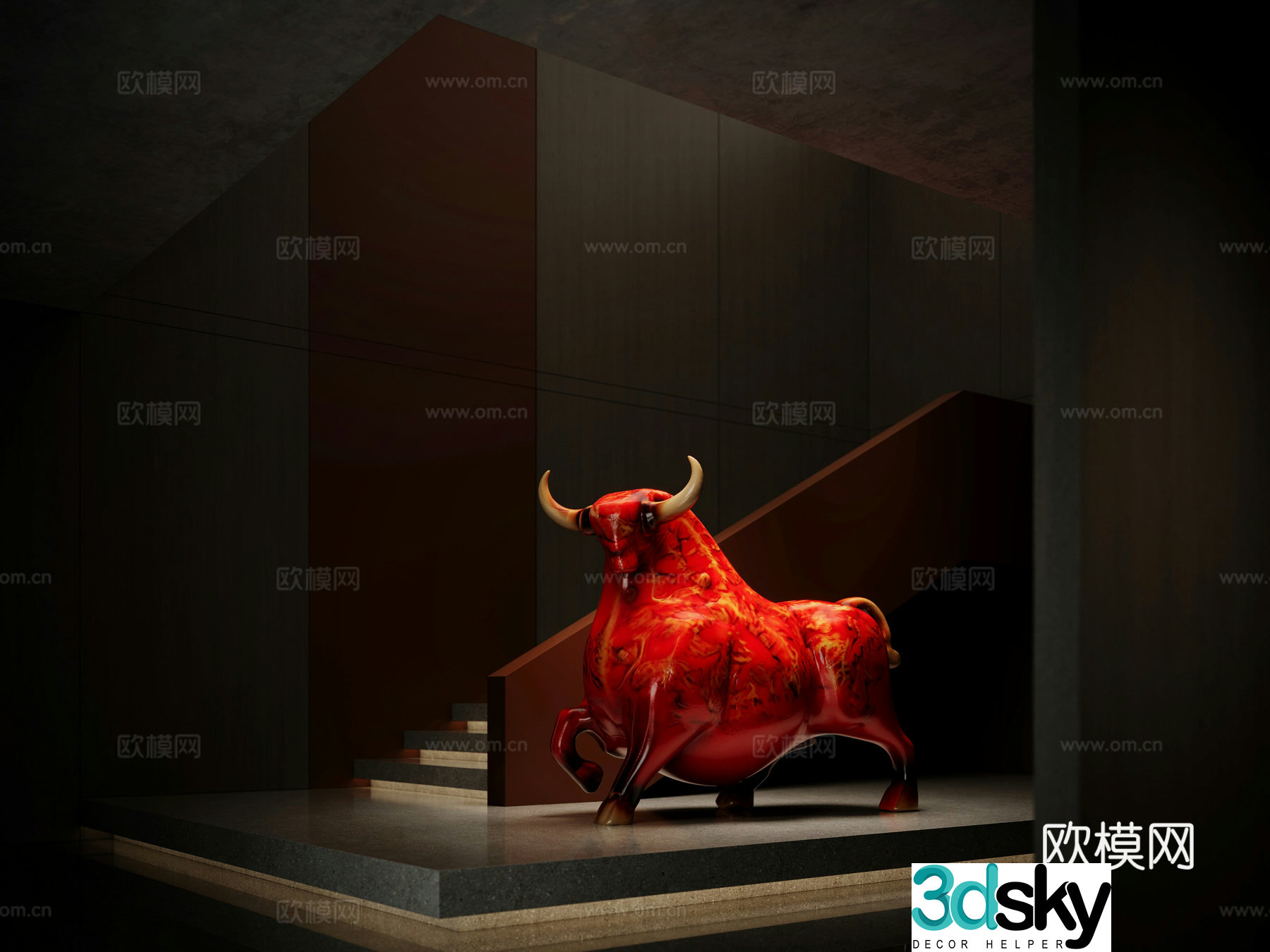 Modern sculpture installation 3d model