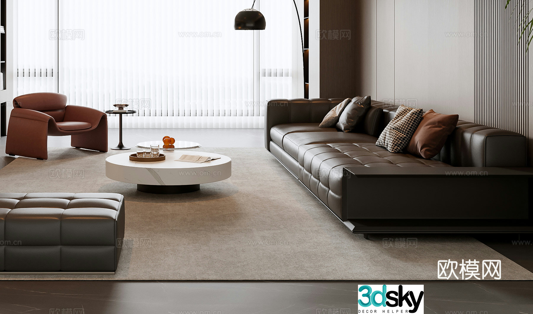 Italian sofa coffee table combination 3D model