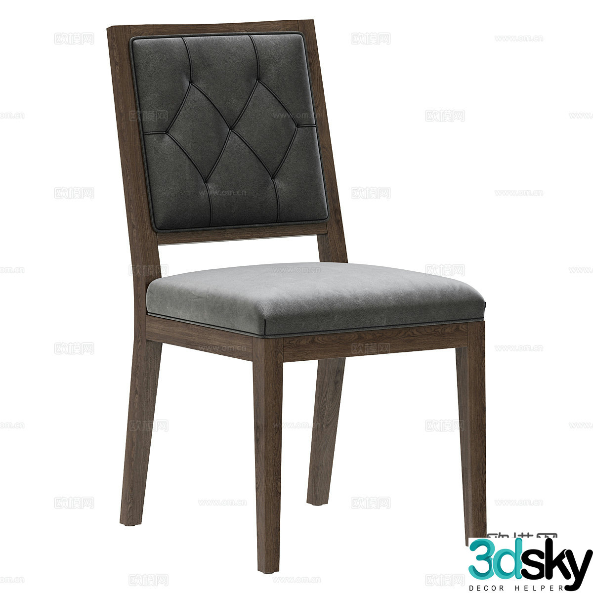 Medium-old single chair leather single chair leather dining chair leather dining chair wooden single chair solid wood single chair wood 3d model
