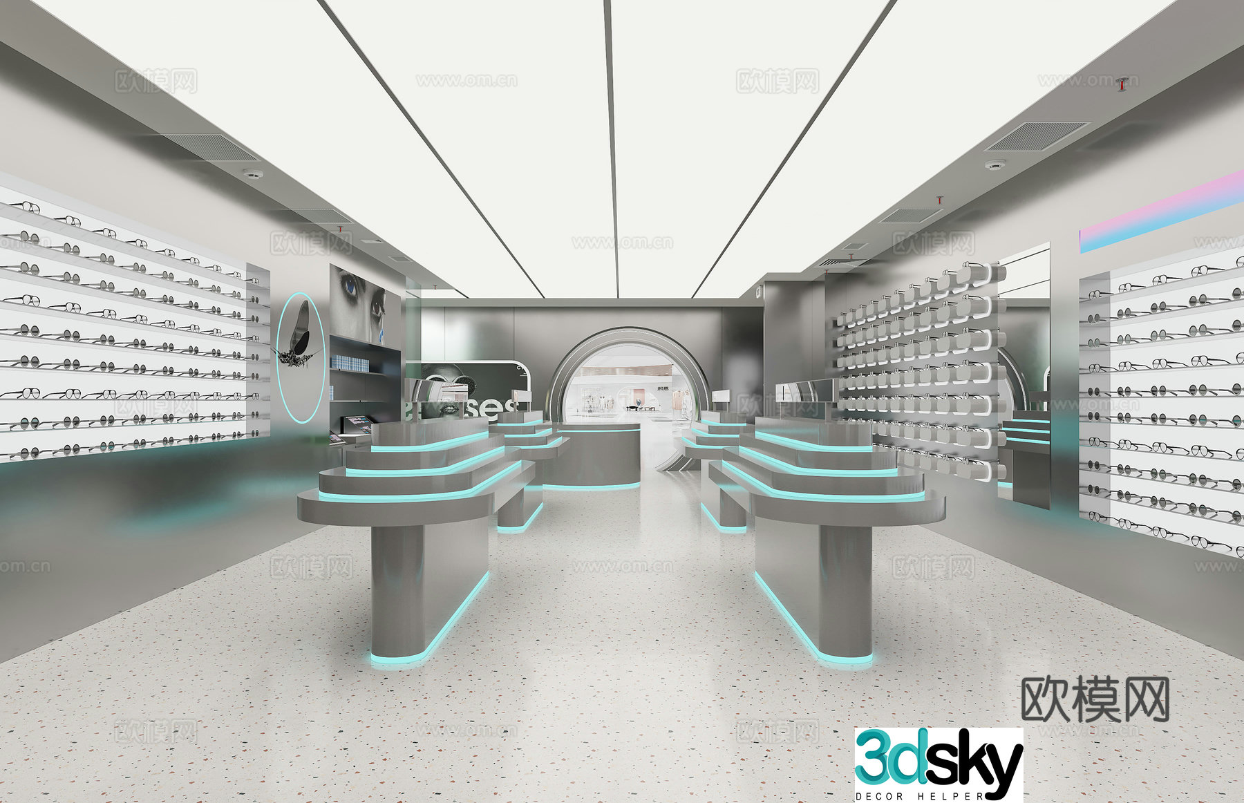 Modern eyeglasses store 3d model