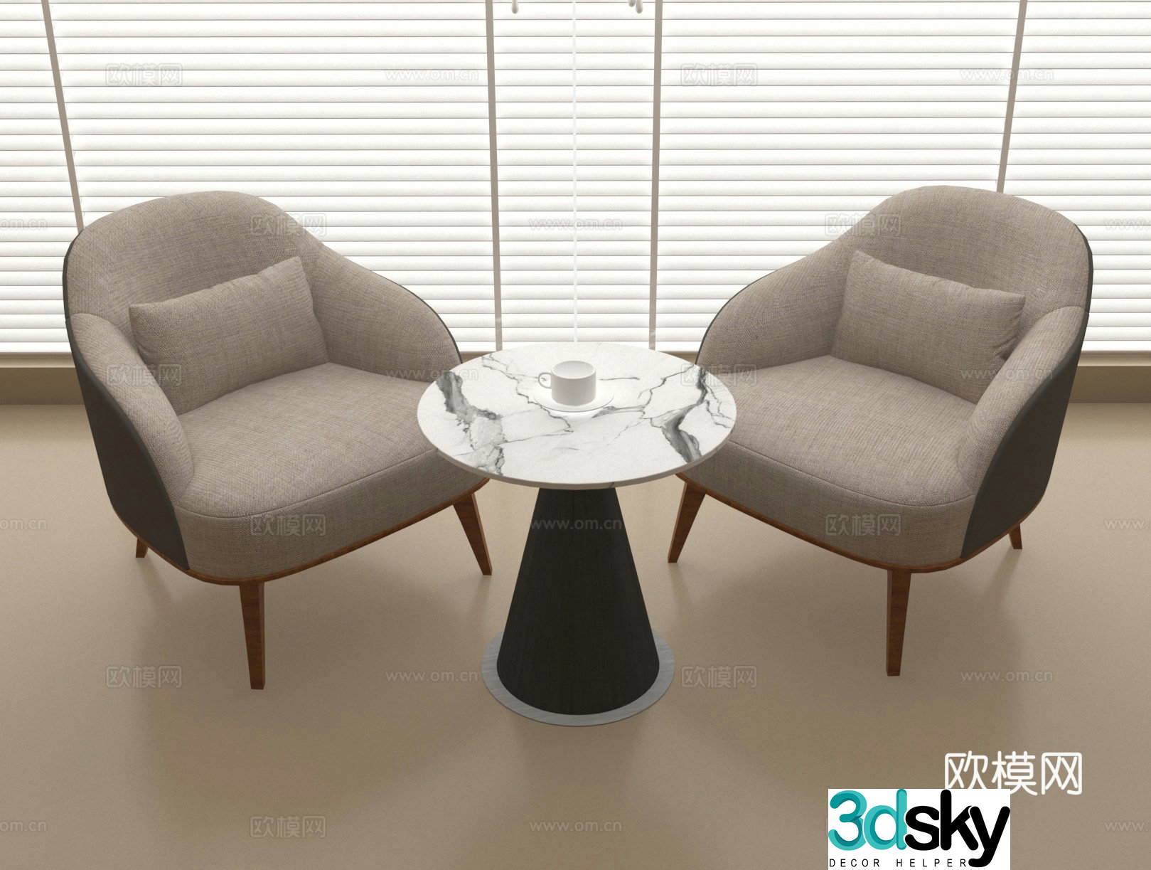 Leisure chair sofa chair single chair coffee table 3d model