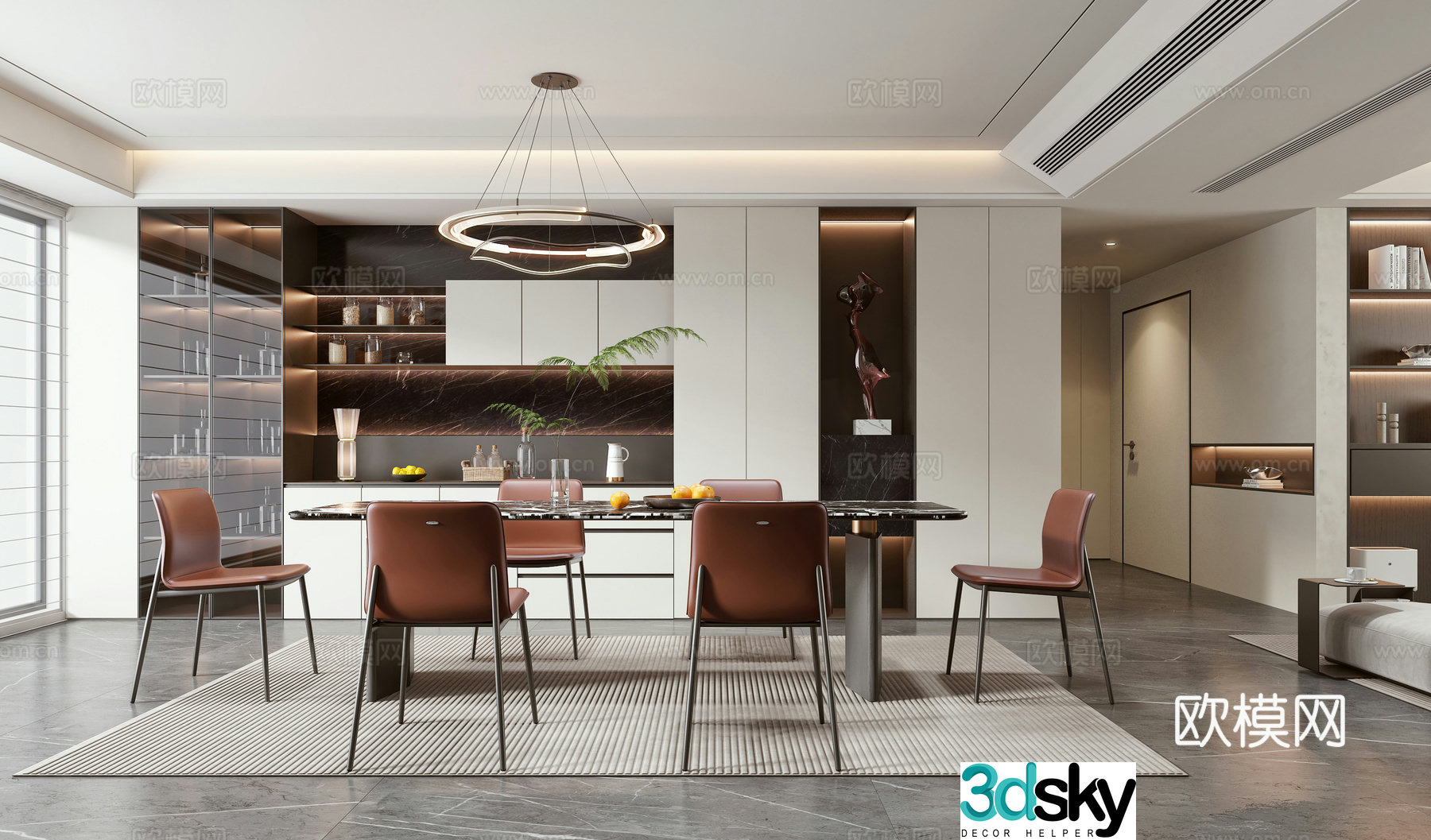 Modern light luxury restaurant 3D model