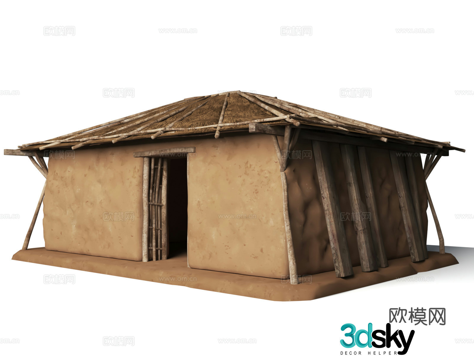 Ancient Primitive Man Thatched House Architecture Ancient Man Ruins Thatched House Primitive Man Tribe 3D Model