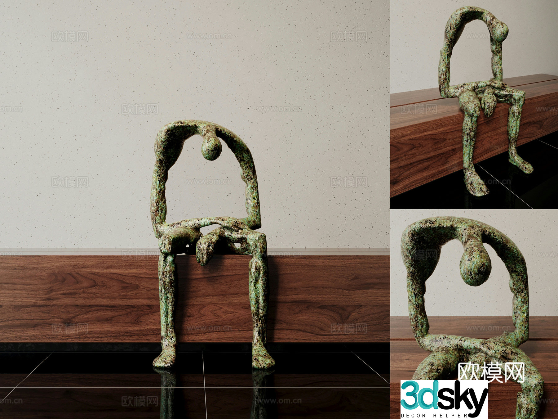 Modern abstract character sculpture 3d model