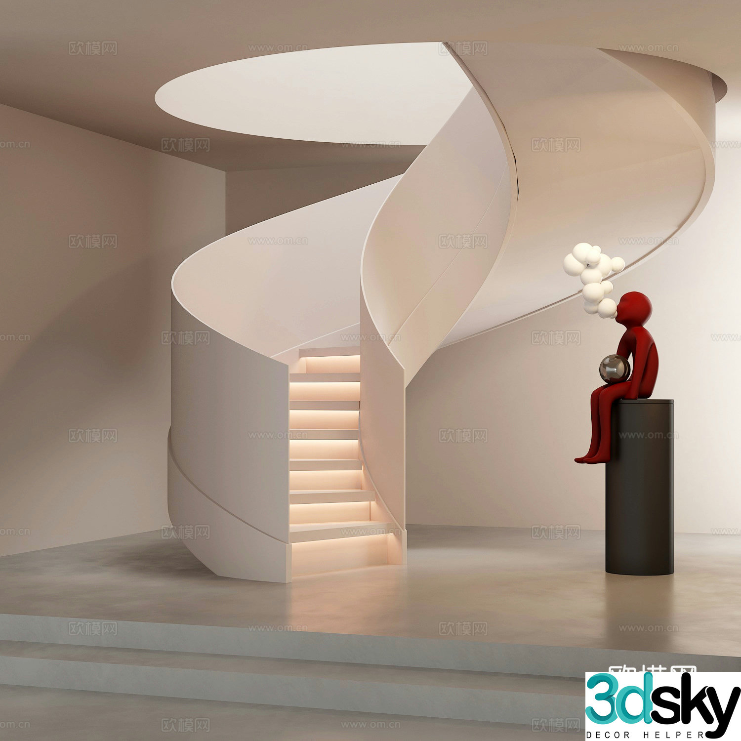 Modern spiral staircase 3d model