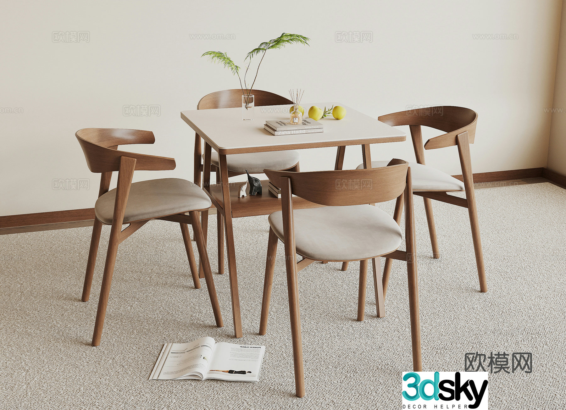 Modern casual table and chair 3d model