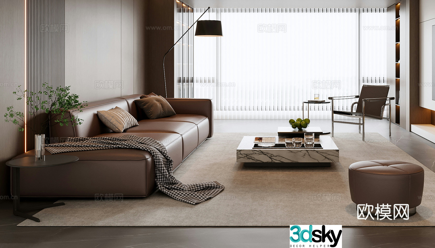 Italian sofa coffee table combination 3D model