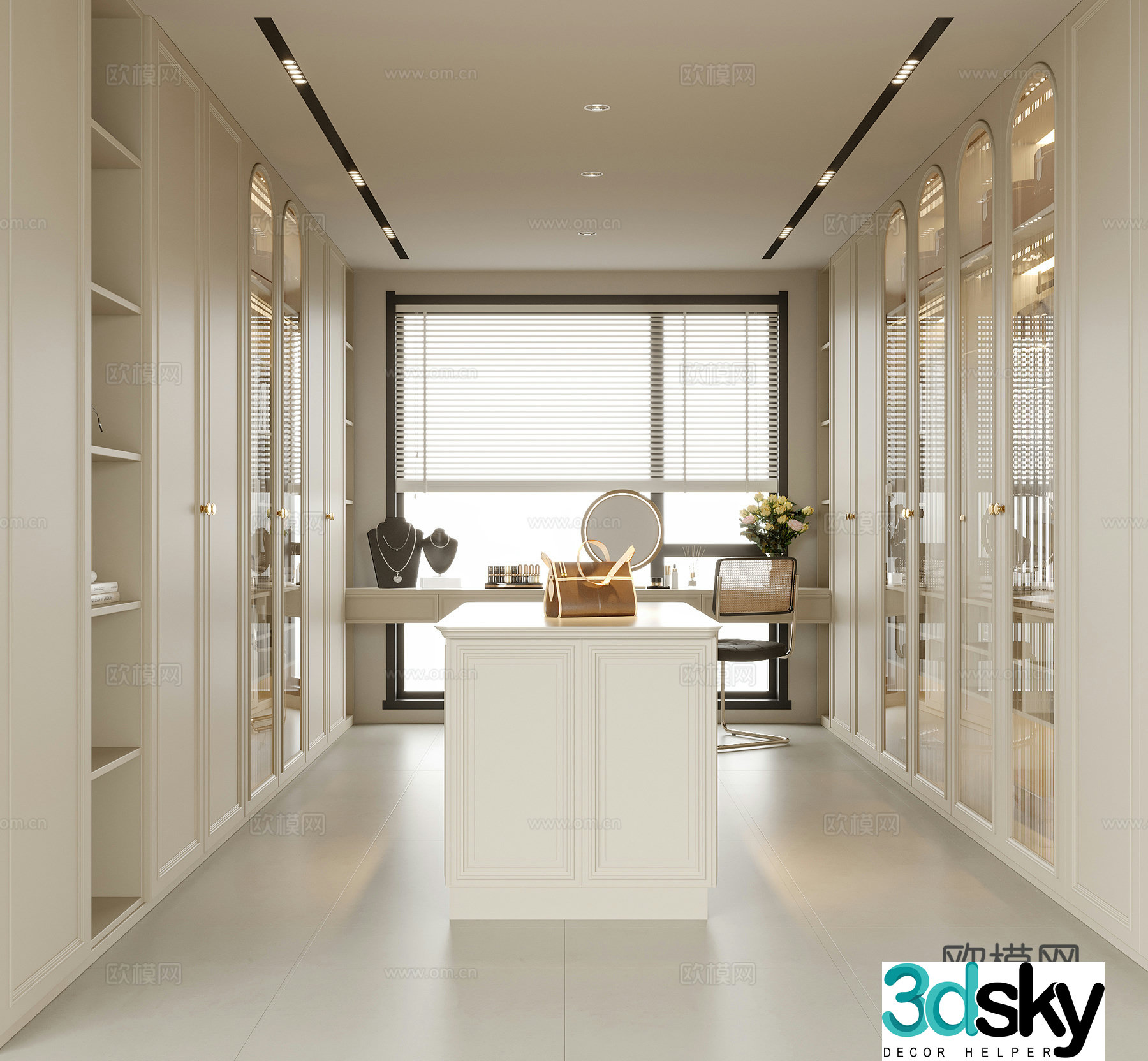 Modern island cloakroom wardrobe 3d model