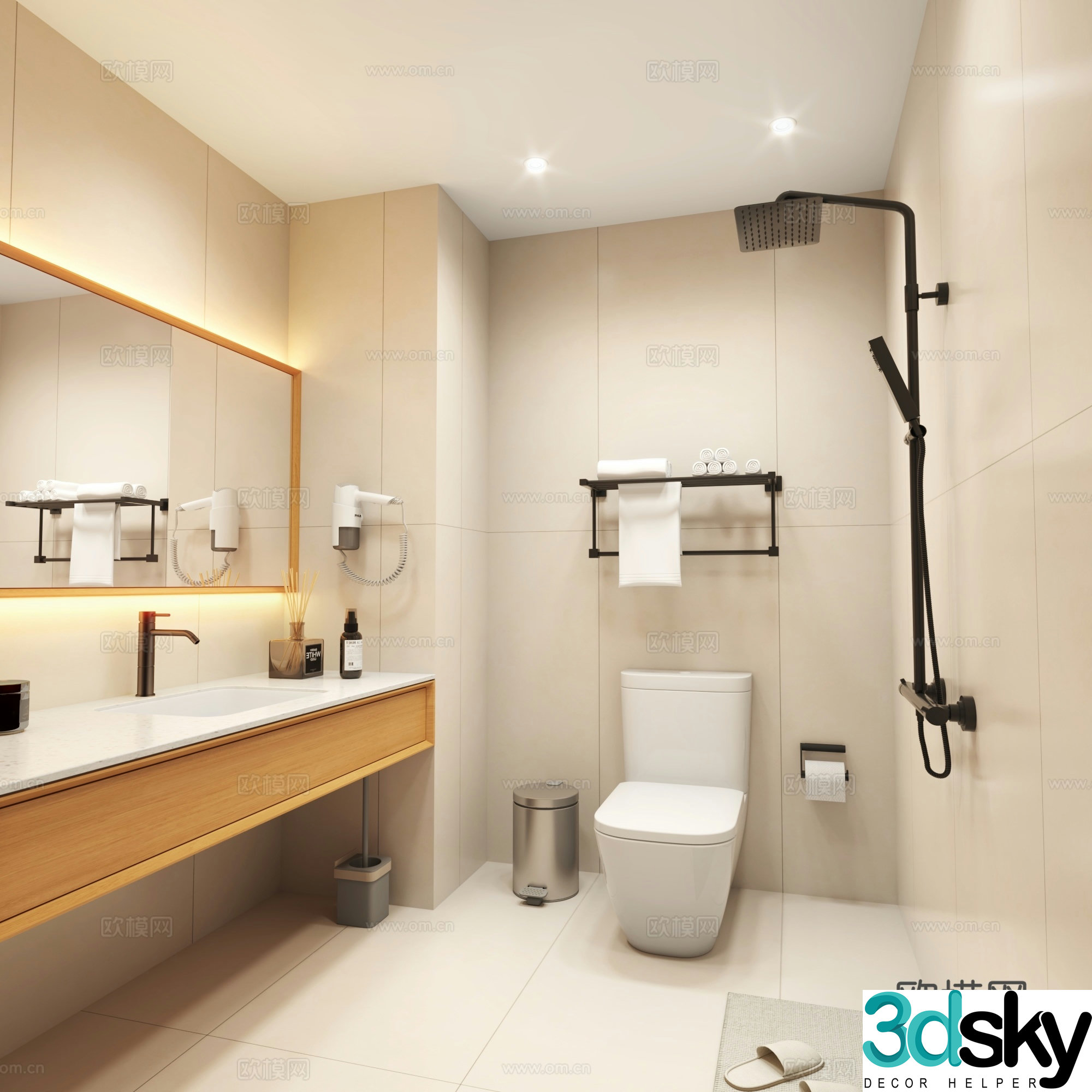 Modern hotel bathroom 3d model