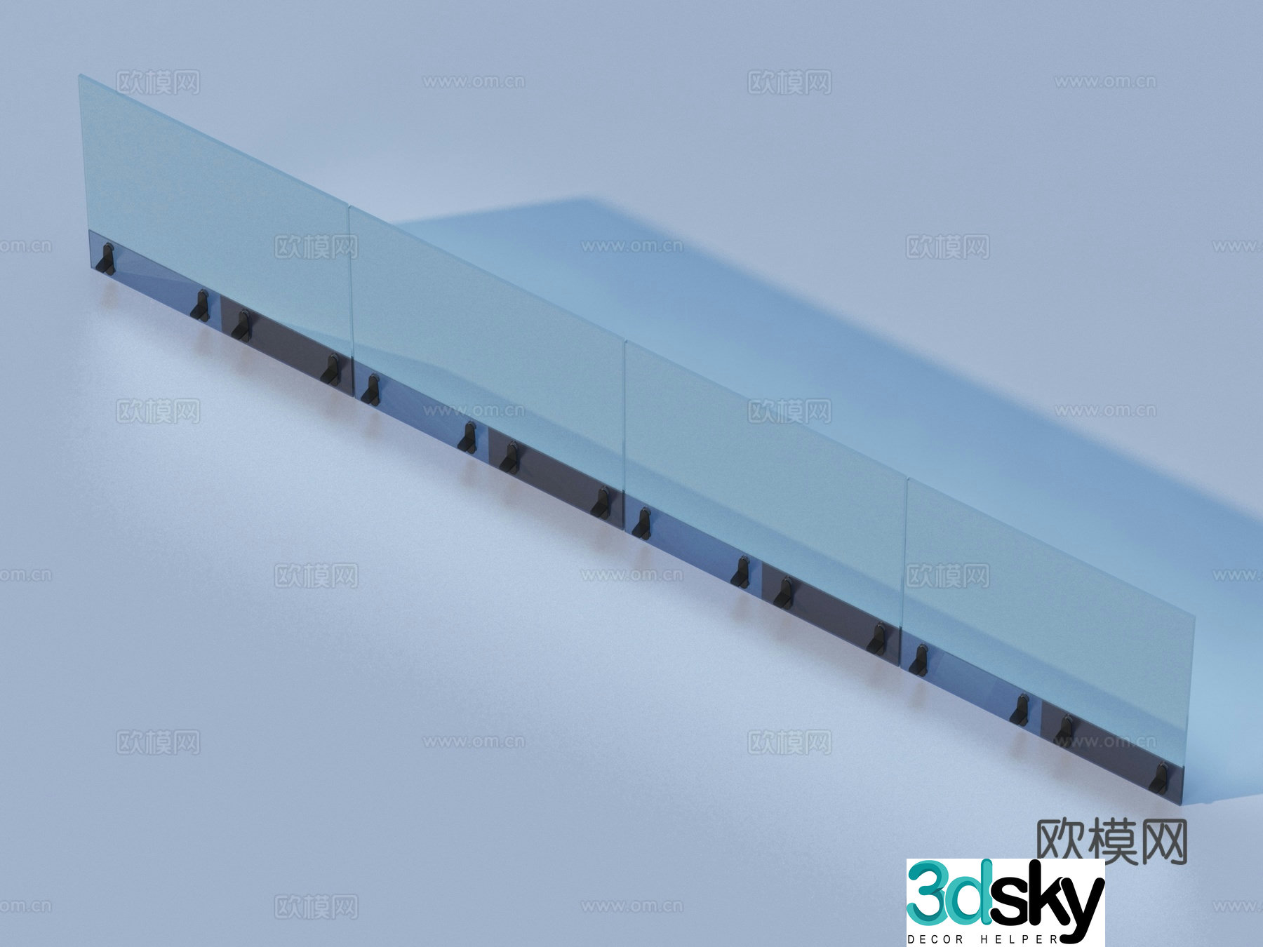 Glass Rail Handrail Fence Guardrail Railing 3d Model