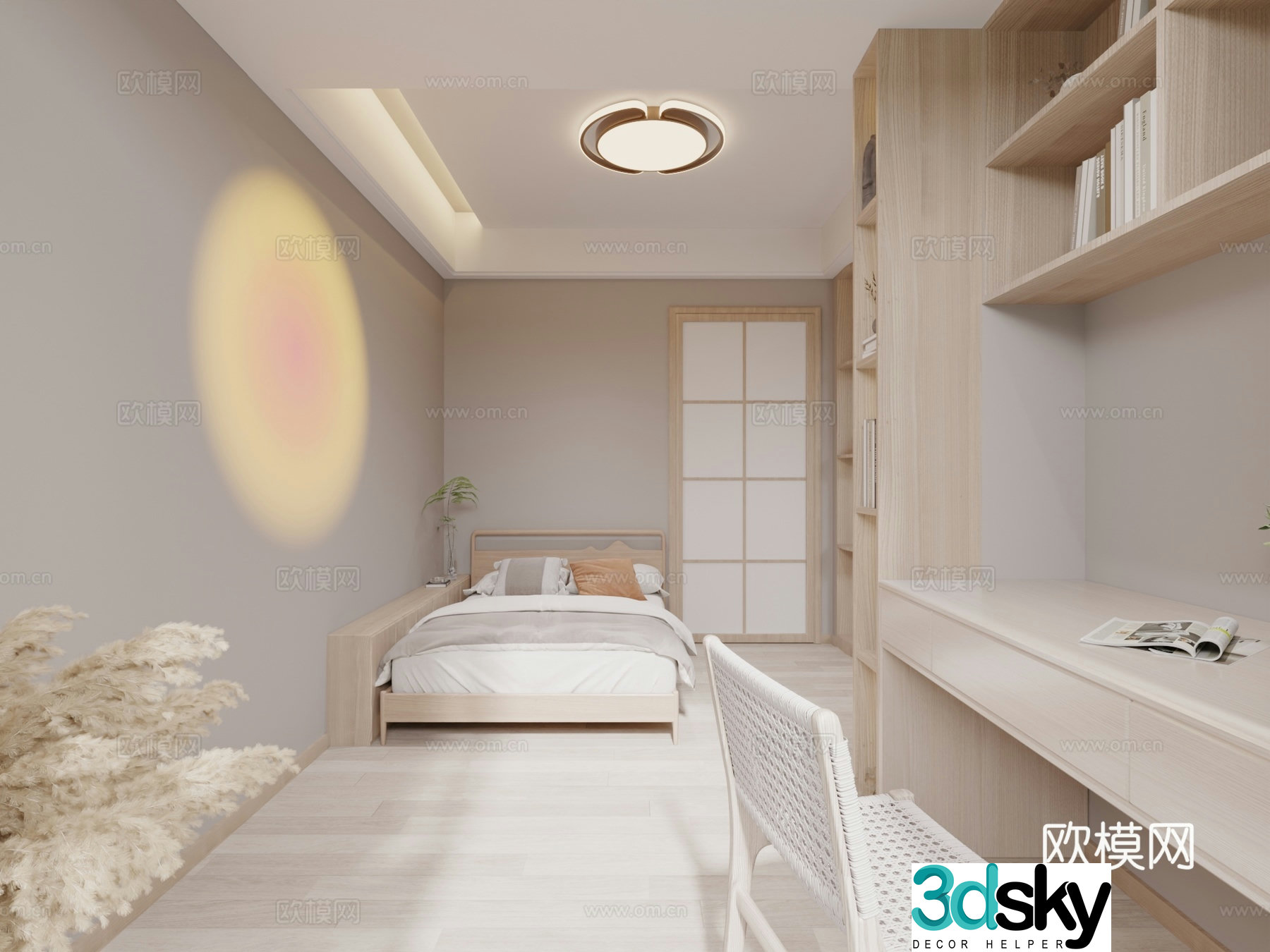 Wasabi Creamy Bedroom 3D Model