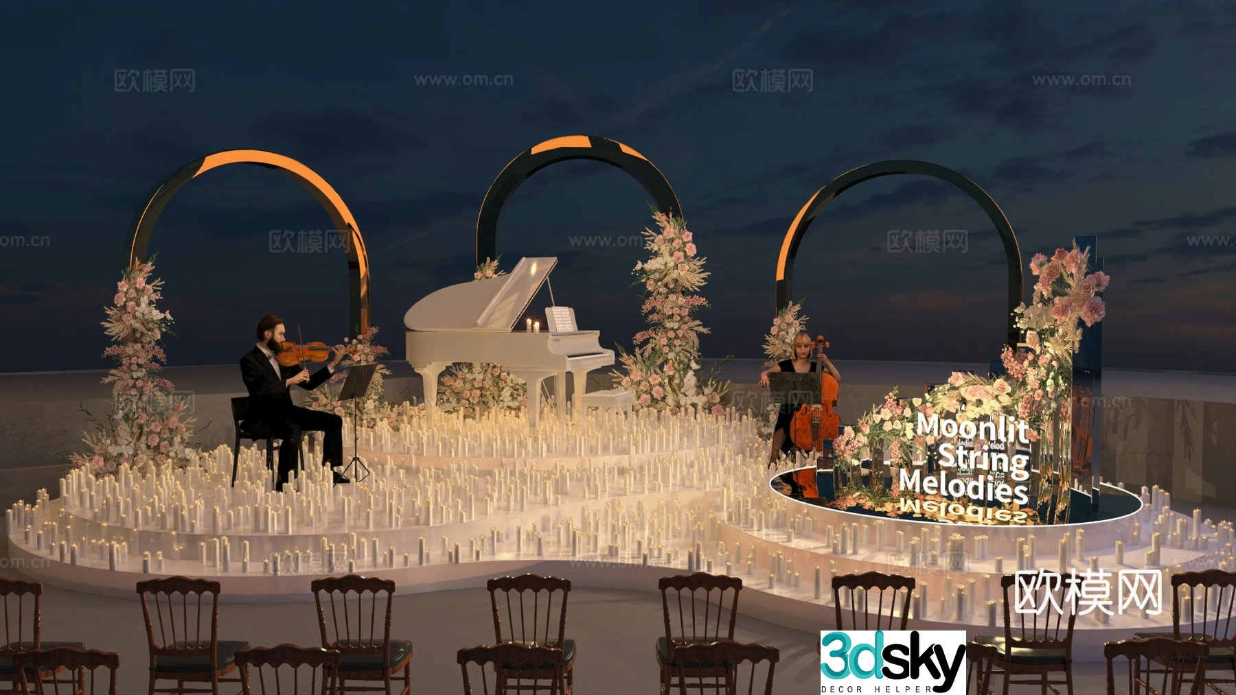 Open air symphony candlelight concert 3d model