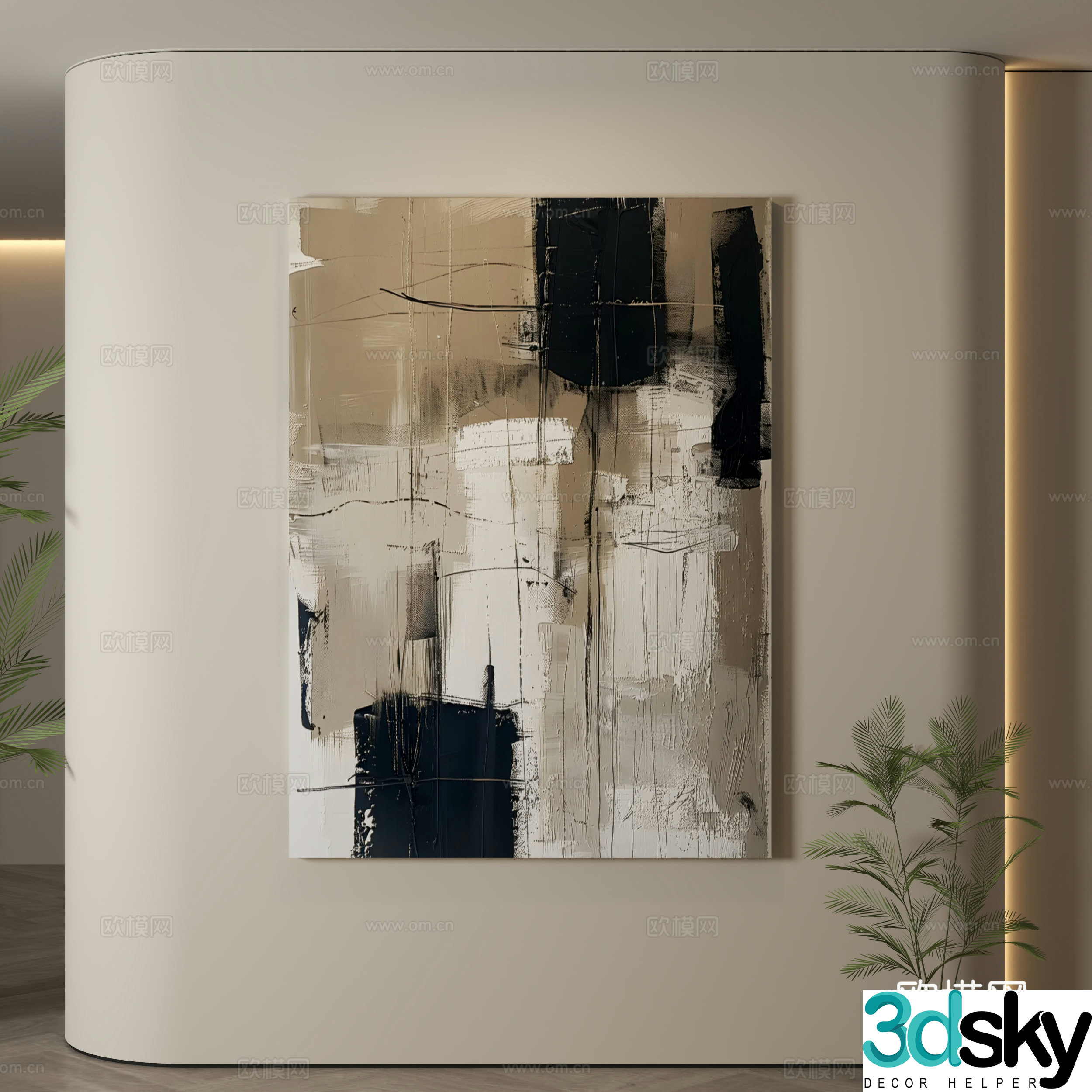 Modern hanging paintings Wasabi wind hanging paintings texture paintings abstract paintings decorative paintings 3D model