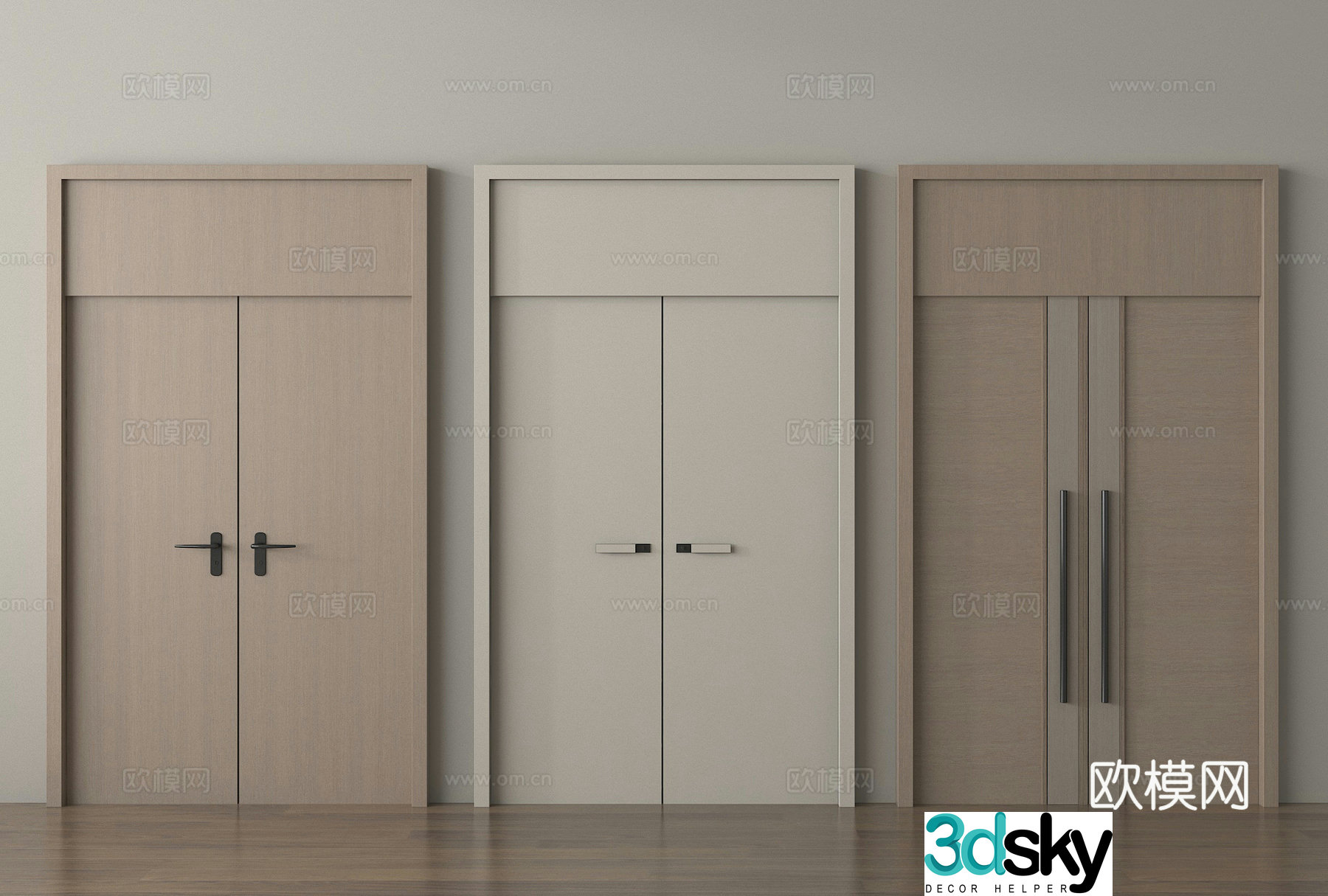 Double-open door Entrance door Conference room door Auditorium door 3D model