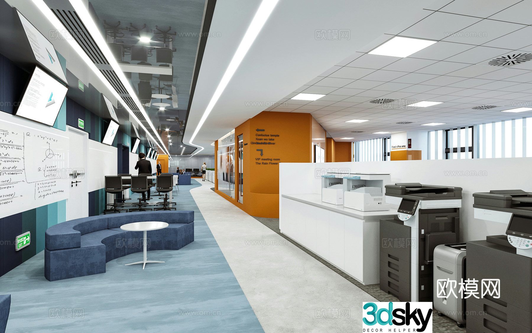3D model of employee office area