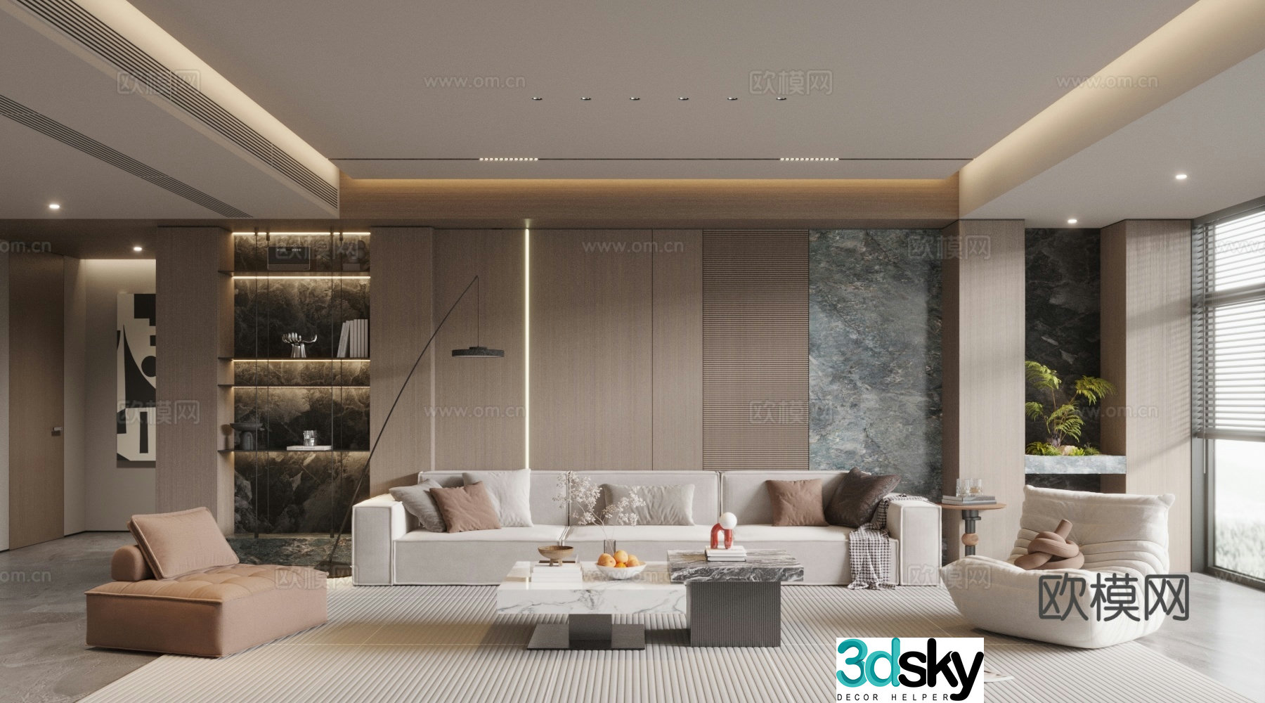 Modern home living room 3d model design 3d model