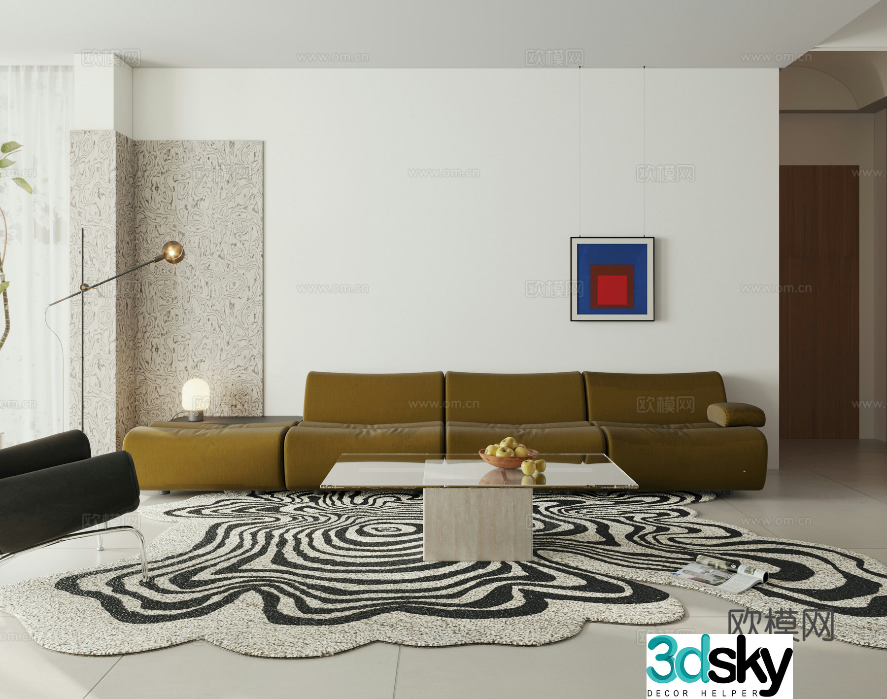 Modern Bauhaus Living Room Bauhaus Living Room Minimalist Living Room Horizontal Small Apartment 3D Model