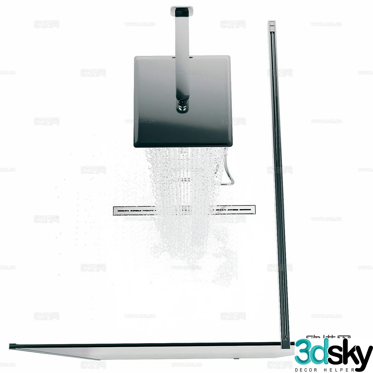 Modern bathroom supplies Minimalist bathroom Glass partition Spray faucet Shower 3D model
