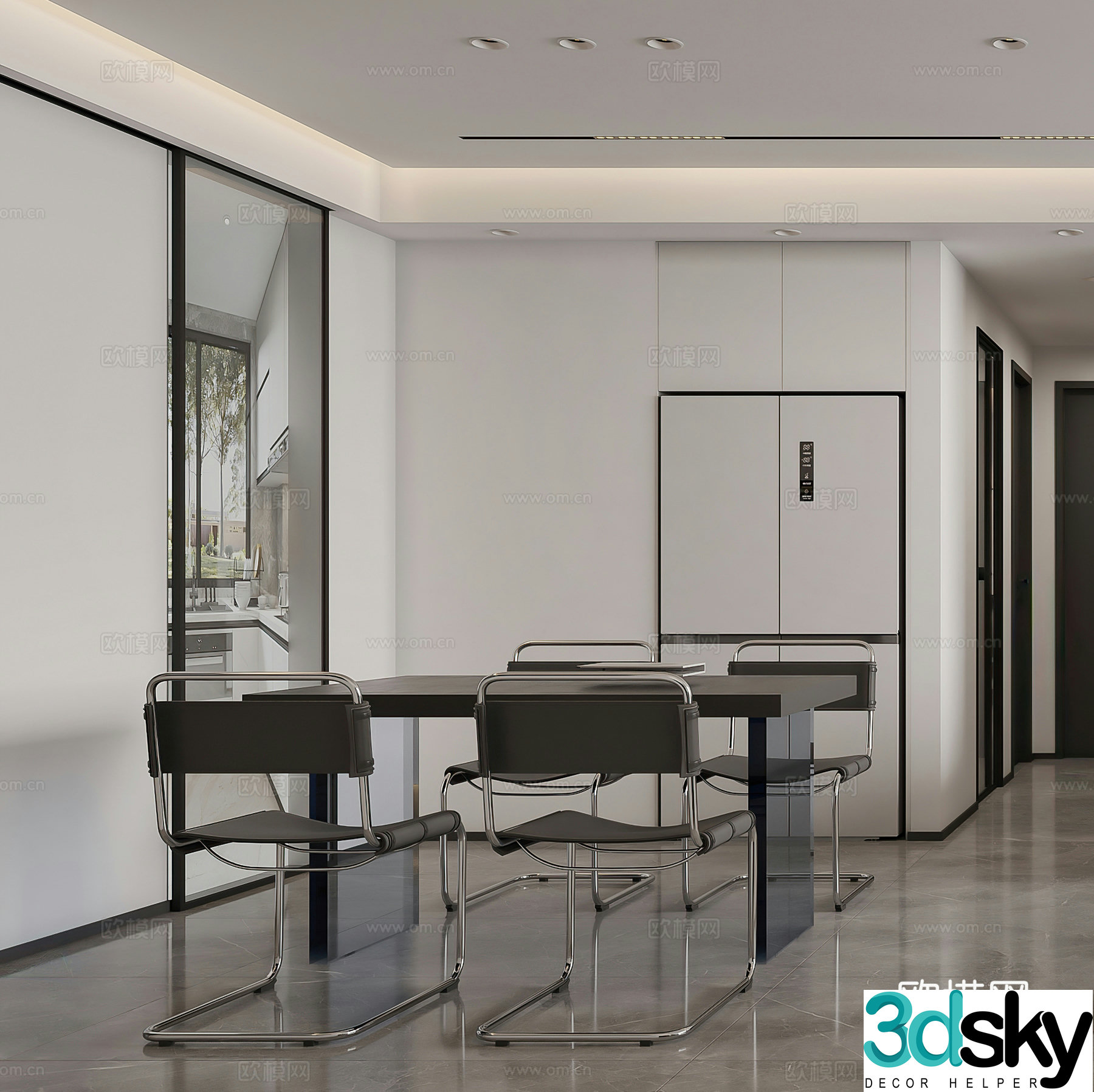 Modern restaurant Refrigerator Dining table Simple restaurant Modern living restaurant Minimalist G3723d model